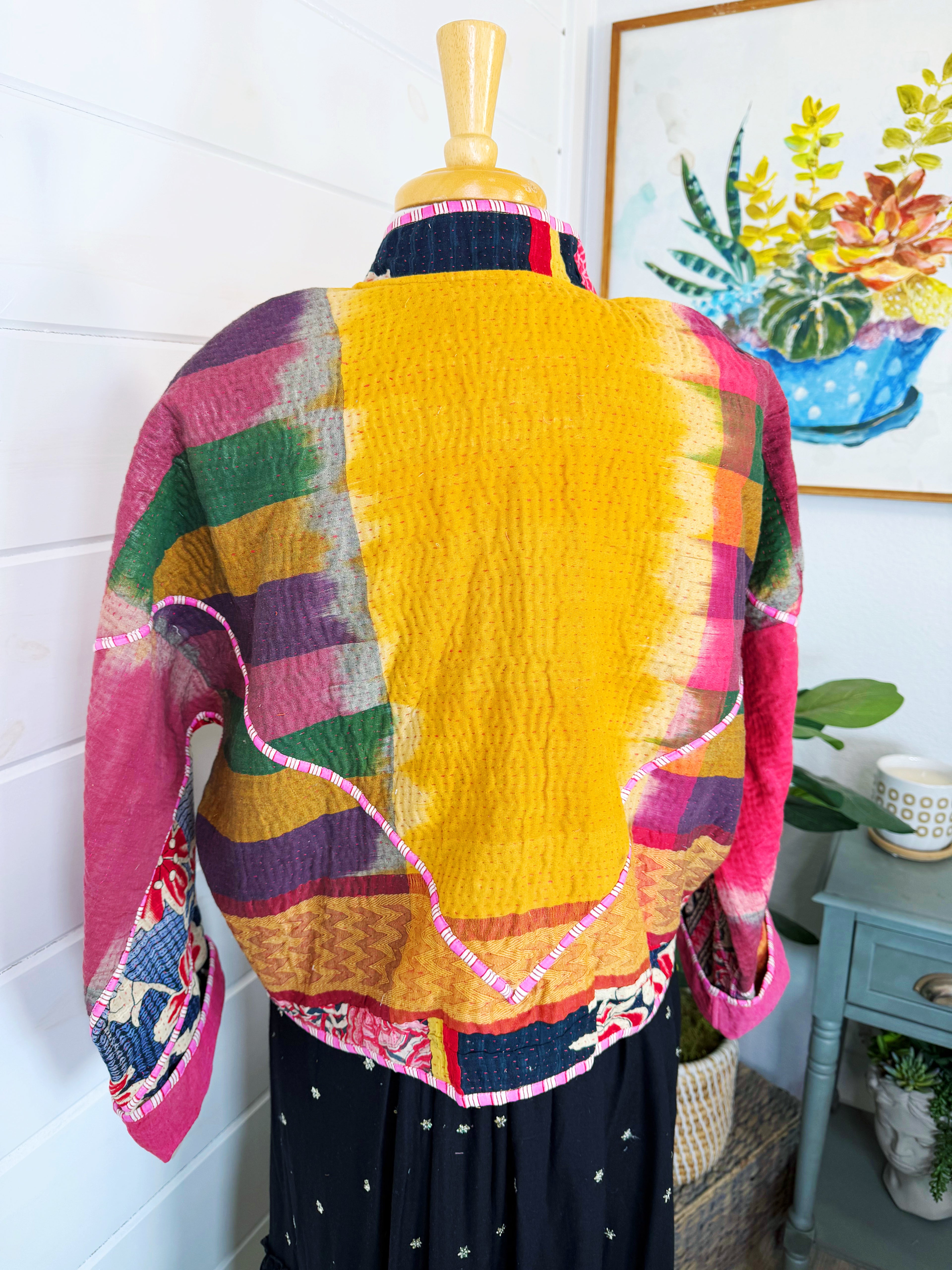 Patchwork Kantha Jacket – Quilted Reversible Blanket Coat