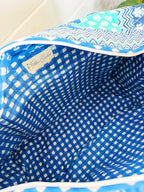 Quilted Weekender Overnight Bag - Blue Aqua Bandana Print