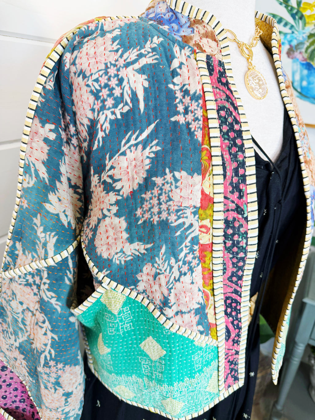 Patchwork Kantha Jacket – Quilted Reversible Blanket Coat