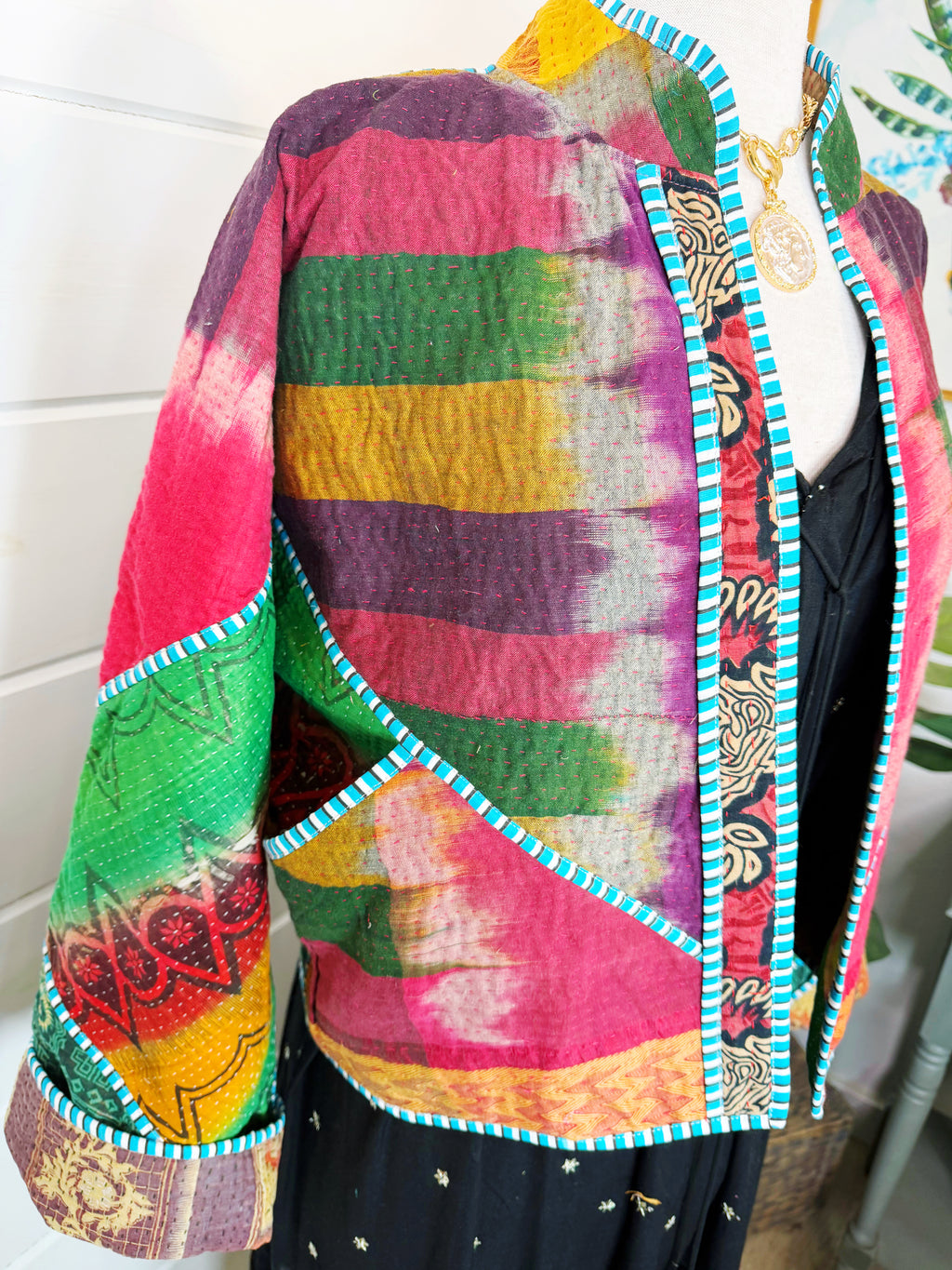 Patchwork Kantha Jacket – Quilted Reversible Blanket Coat