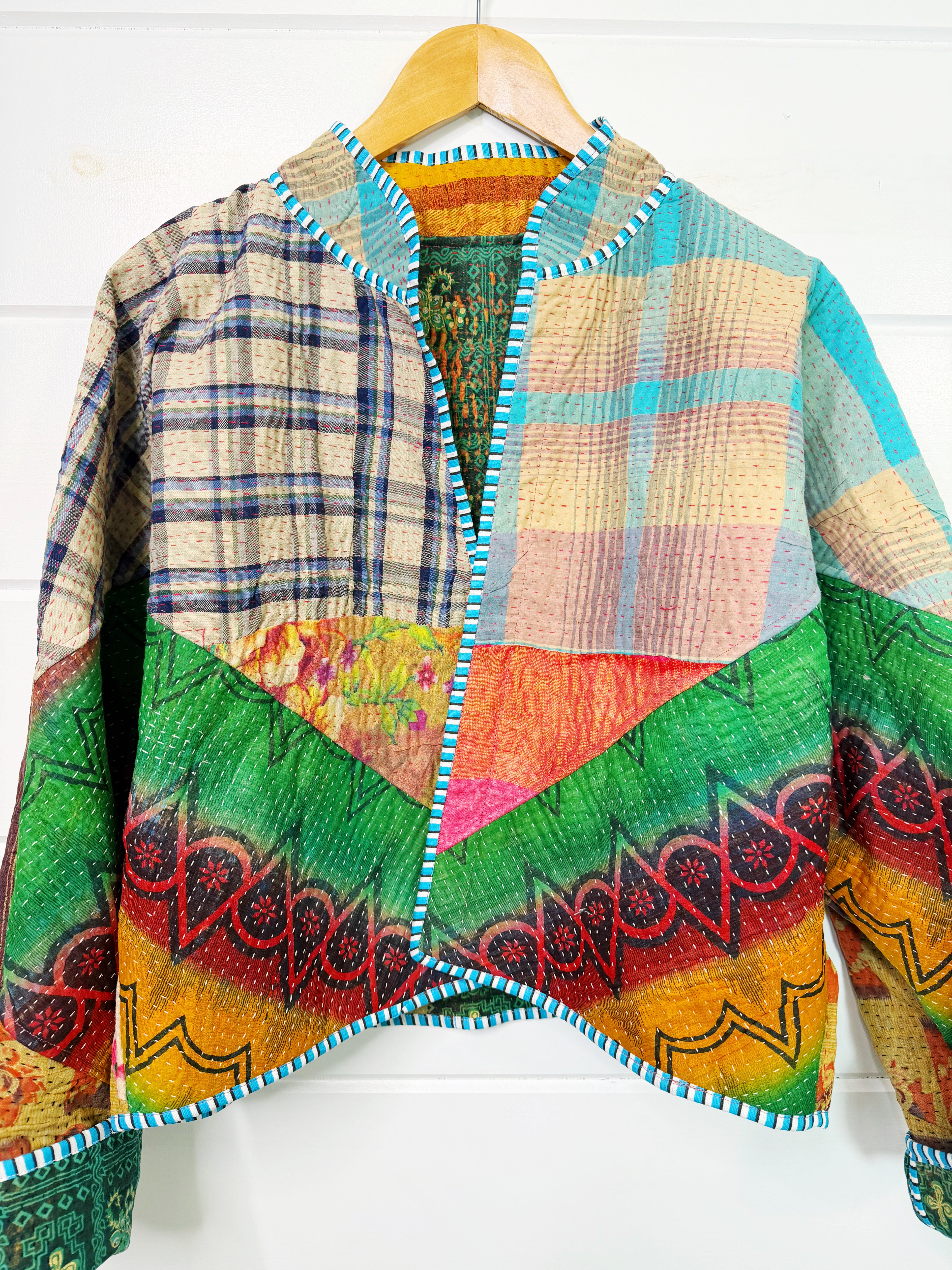 Patchwork Kantha Jacket – Quilted Reversible Blanket Coat