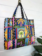 Large Quilted Travel Tote Bag - Palm Cirque