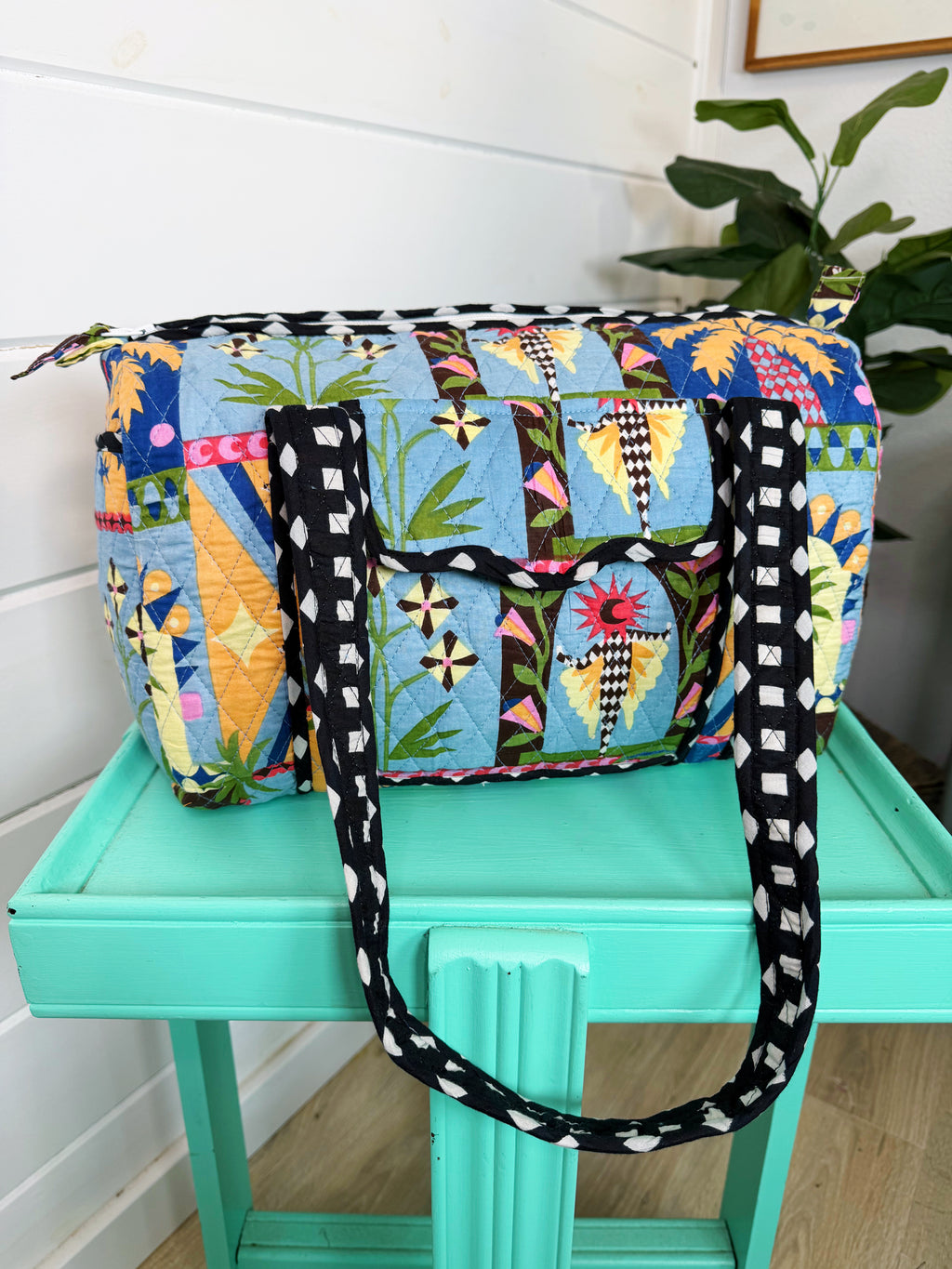 Quilted Mini Duffle Bag - Palm Cirque