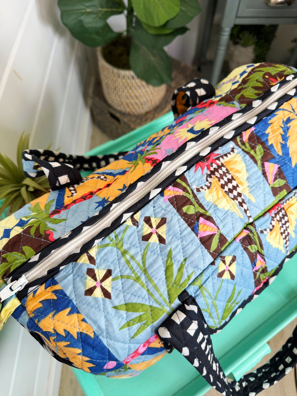 Quilted Mini Duffle Bag - Palm Cirque