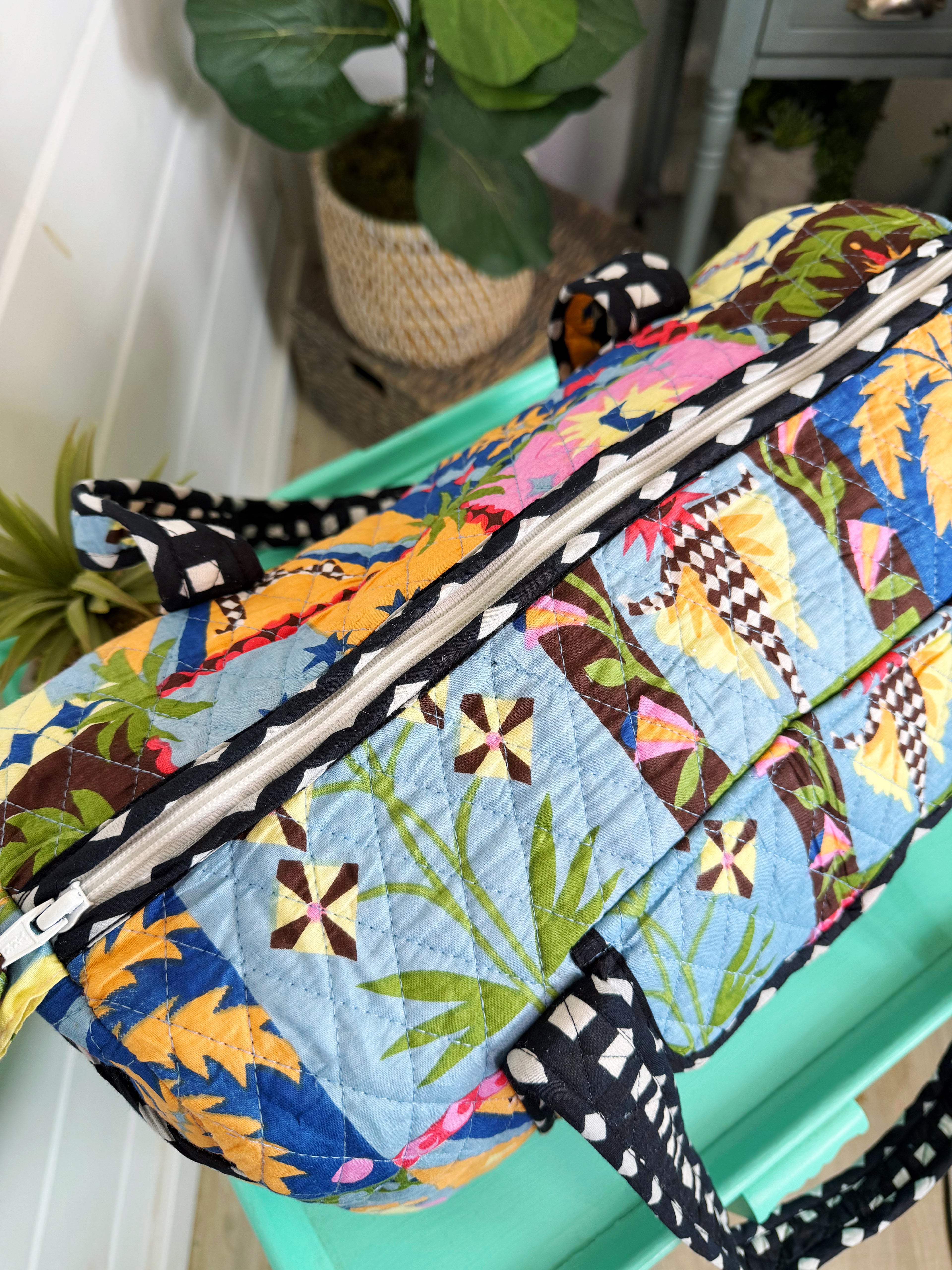 Quilted Mini Duffle Bag - Palm Cirque