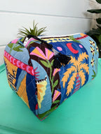 Quilted Makeup Cosmetics Toiletry Bag - Palm Cirque