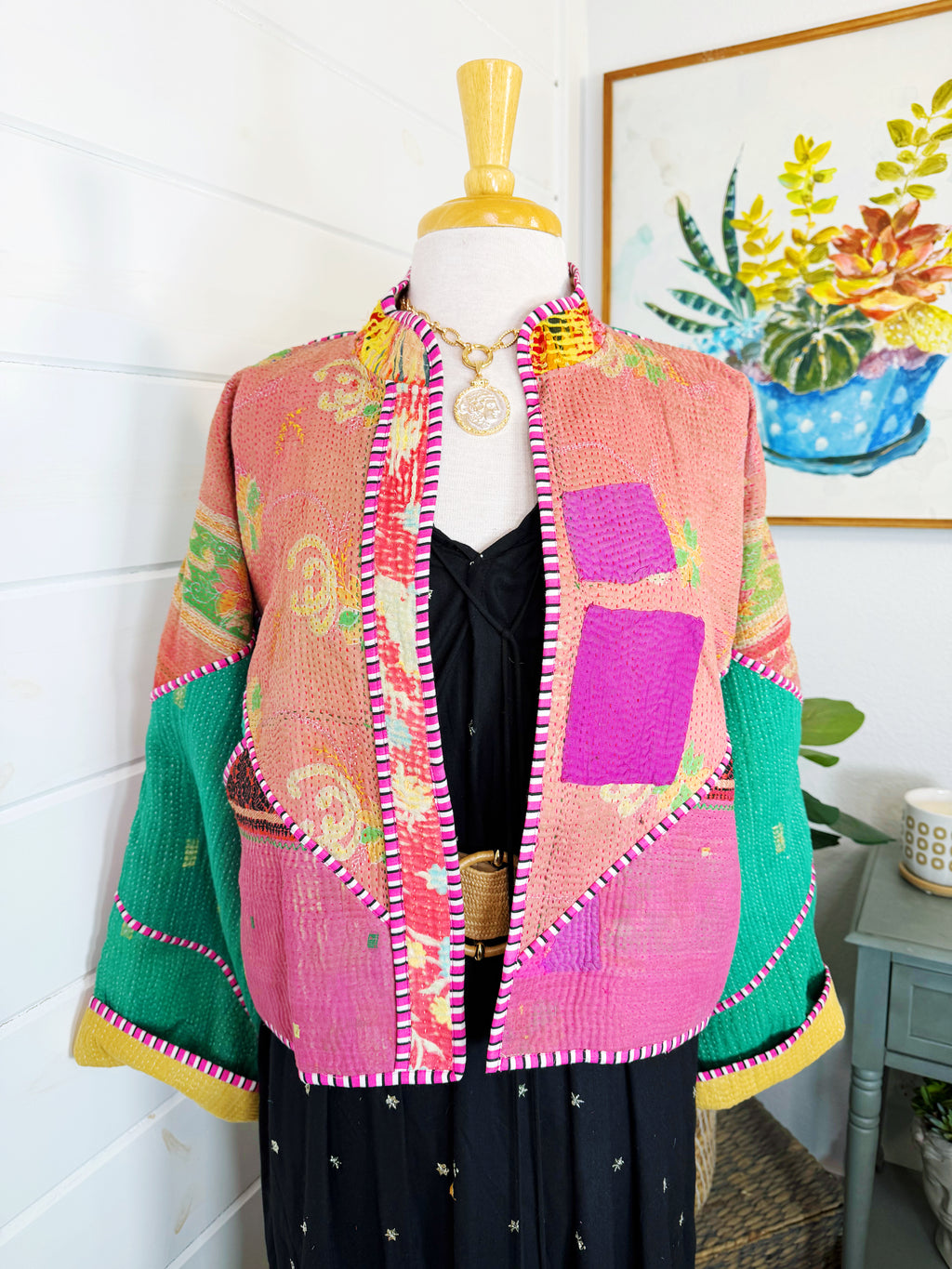 Patchwork Kantha Jacket – Quilted Reversible Blanket Coat