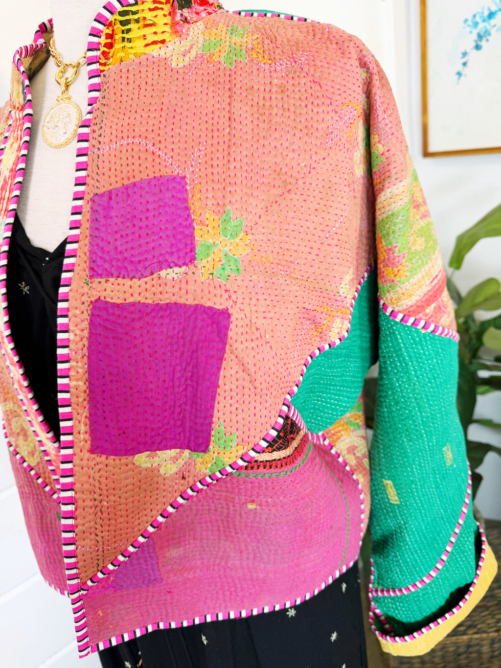 Patchwork Kantha Jacket – Quilted Reversible Blanket Coat
