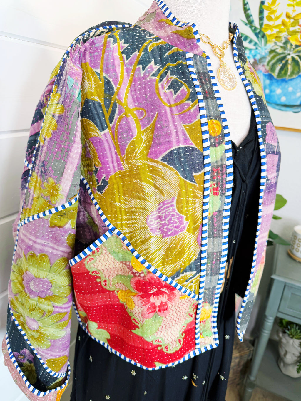 Patchwork Kantha Jacket – Quilted Reversible Blanket Coat