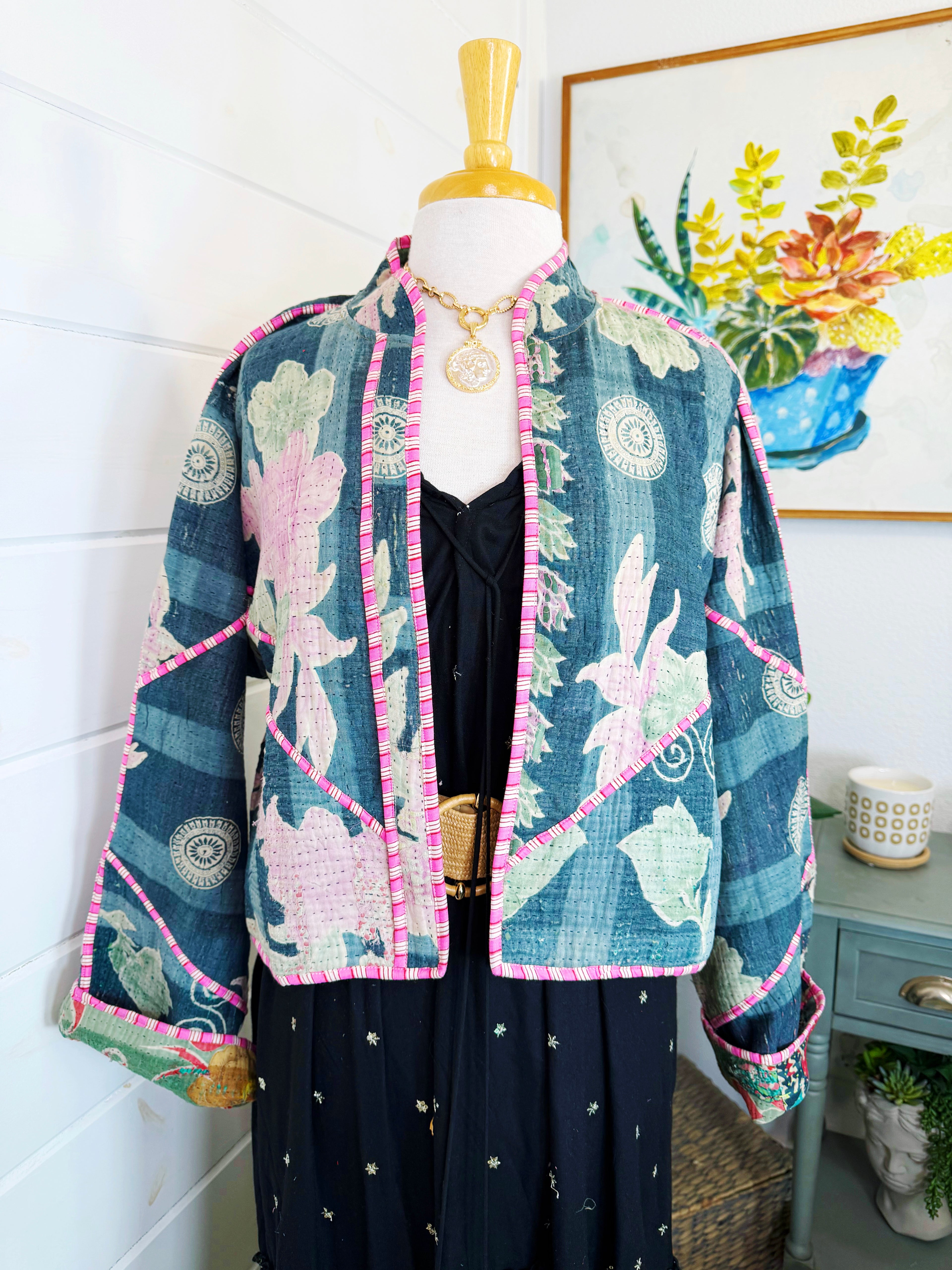 Patchwork Kantha Jacket – Quilted Reversible Blanket Coat