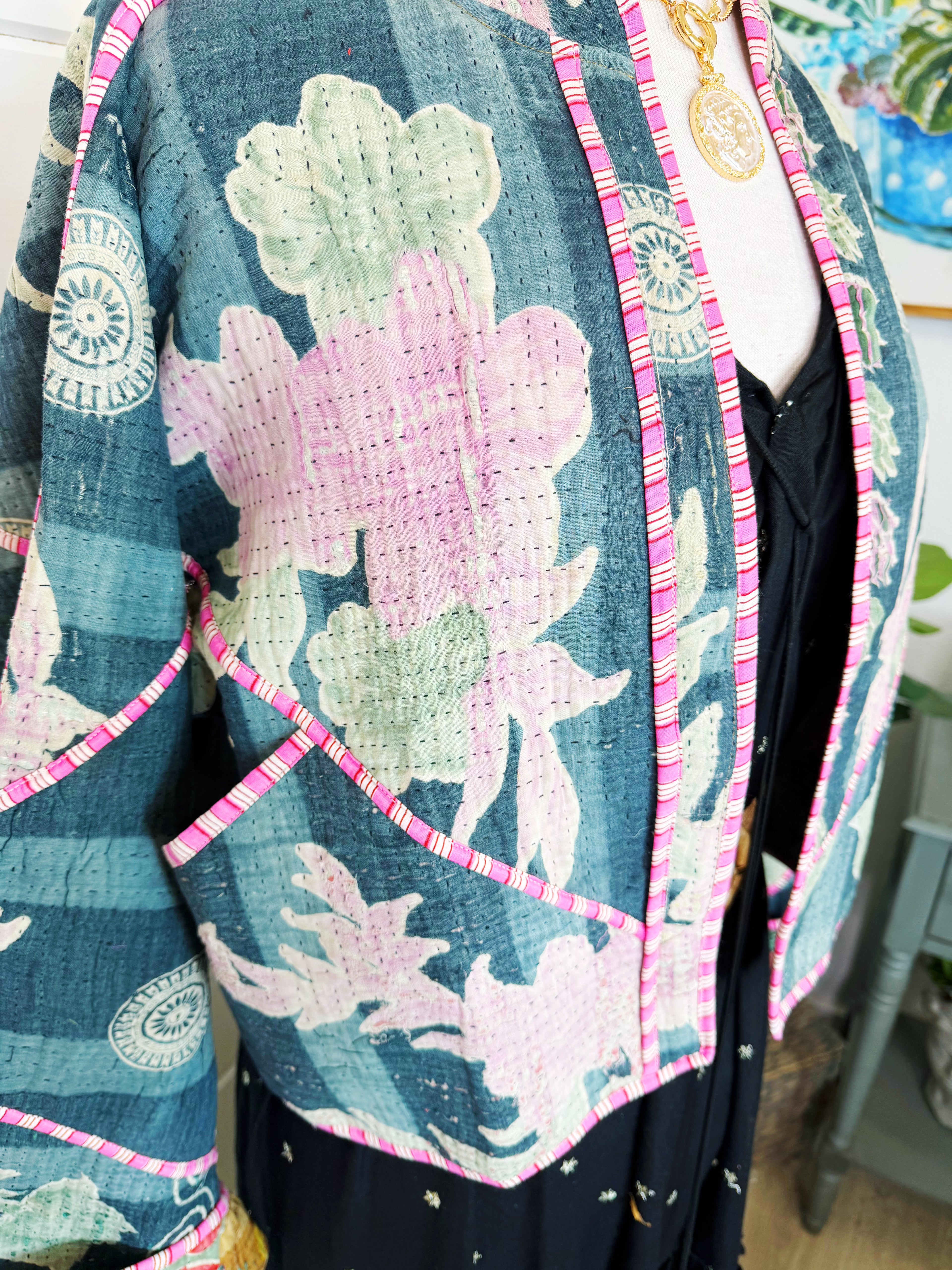 Patchwork Kantha Jacket – Quilted Reversible Blanket Coat