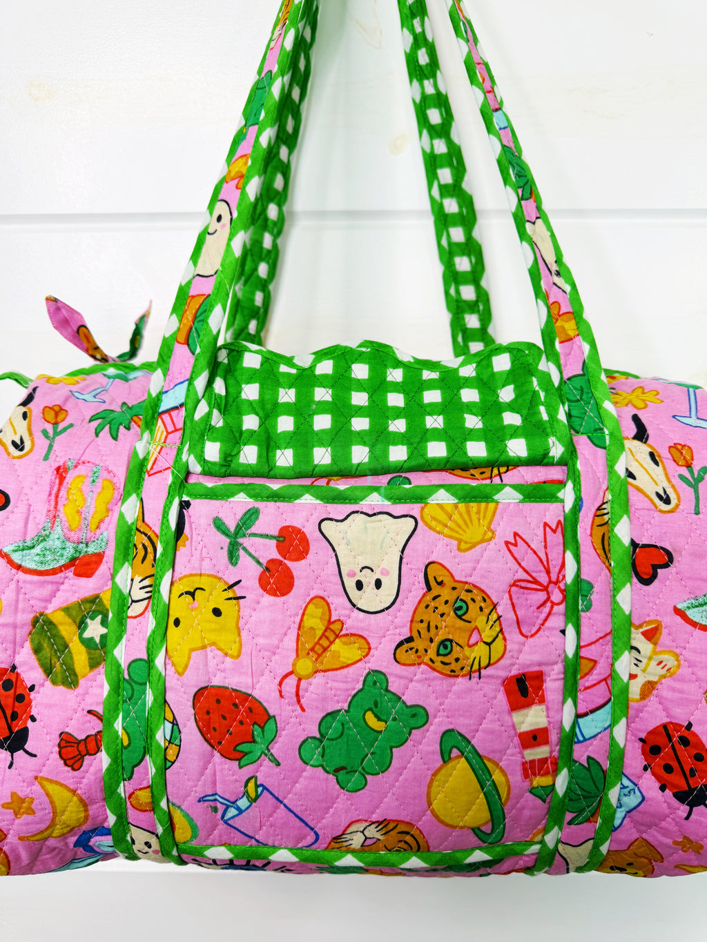 Quilted Mini Duffle Bag - Lucky Vibes Pink