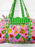 Quilted Mini Duffle Bag - Lucky Vibes Pink