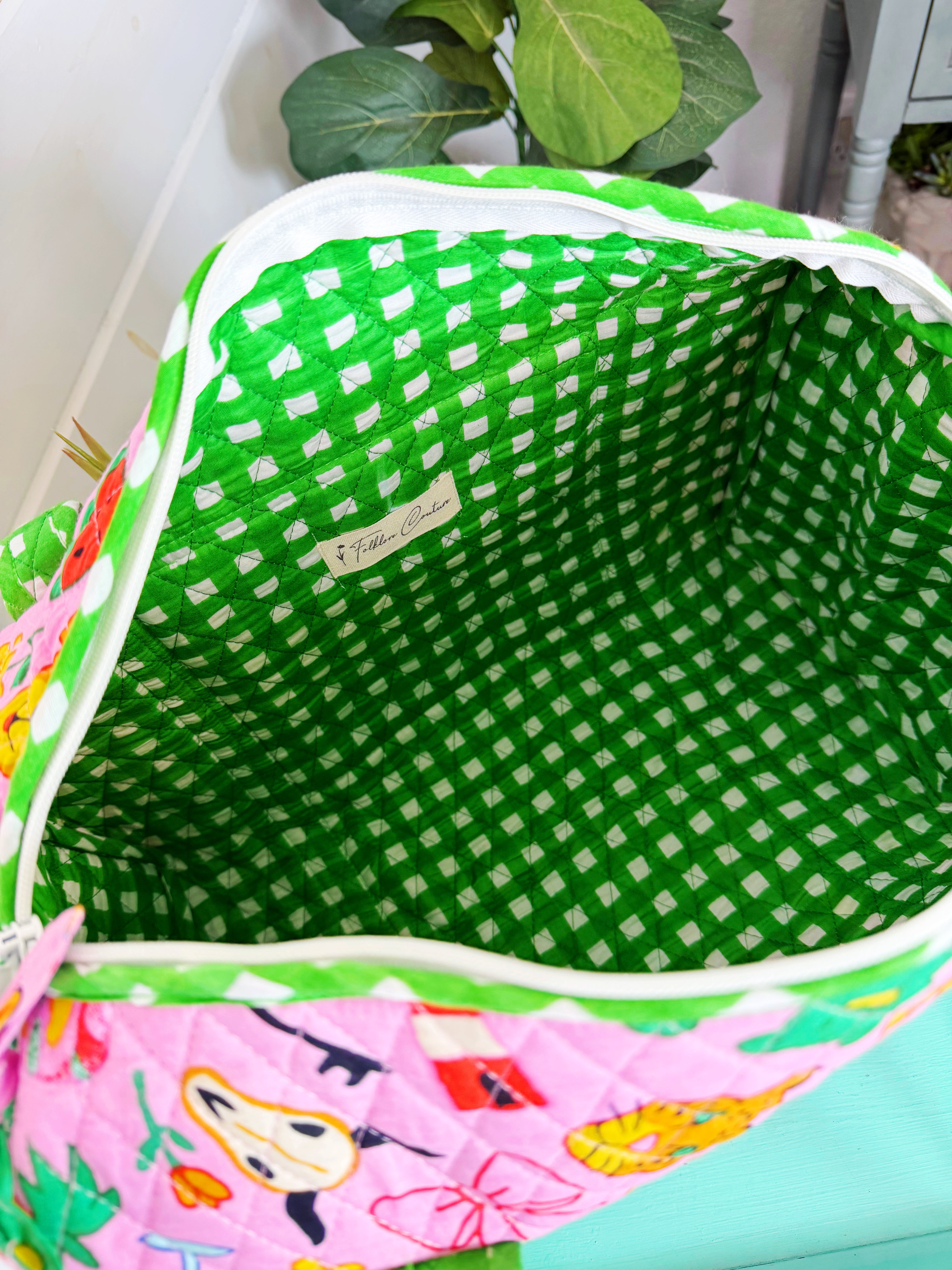 Quilted Mini Duffle Bag - Lucky Vibes Pink