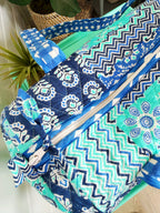 Quilted Mini Duffle Bag - Aqua and Blue Patchwork
