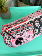 Quilted Cosmetics Toiletry Bag - Pink and Red Bandana Print