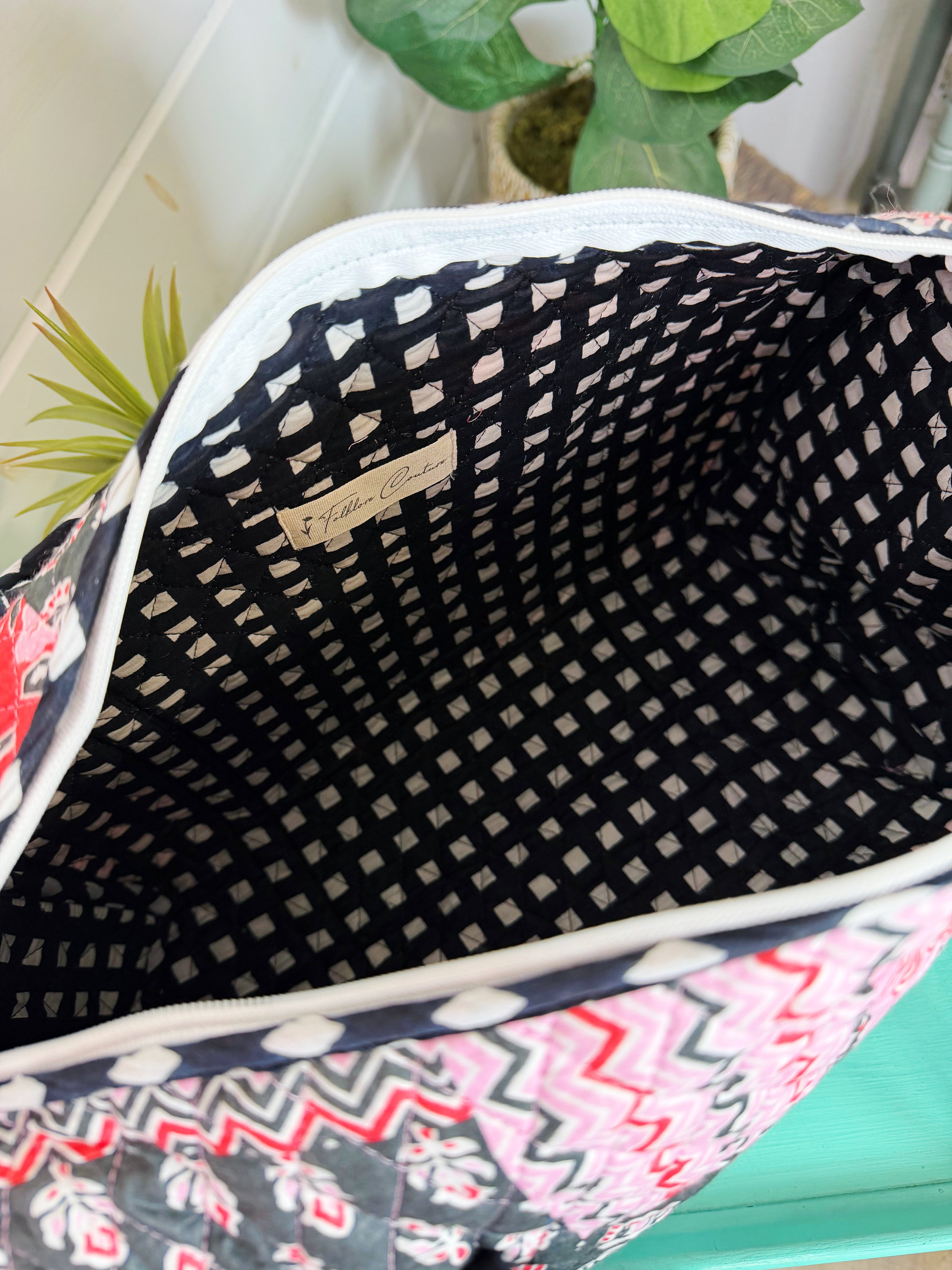 Quilted Mini Duffle Bag - Pink and Red Patchwork