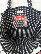 Quilted Large Tote Bag - Pink and Red Bandana Print
