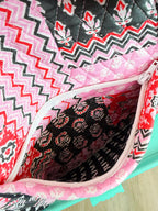 Quilted Weekender Overnight Bag - Pink and Red Bandana Print
