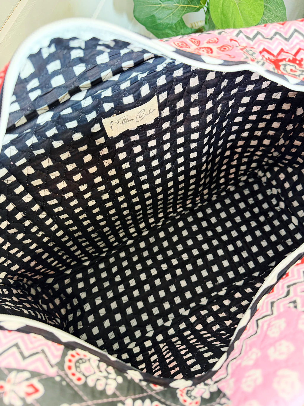 Quilted Weekender Overnight Bag - Pink and Red Bandana Print