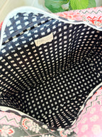 Quilted Weekender Overnight Bag - Pink and Red Bandana Print
