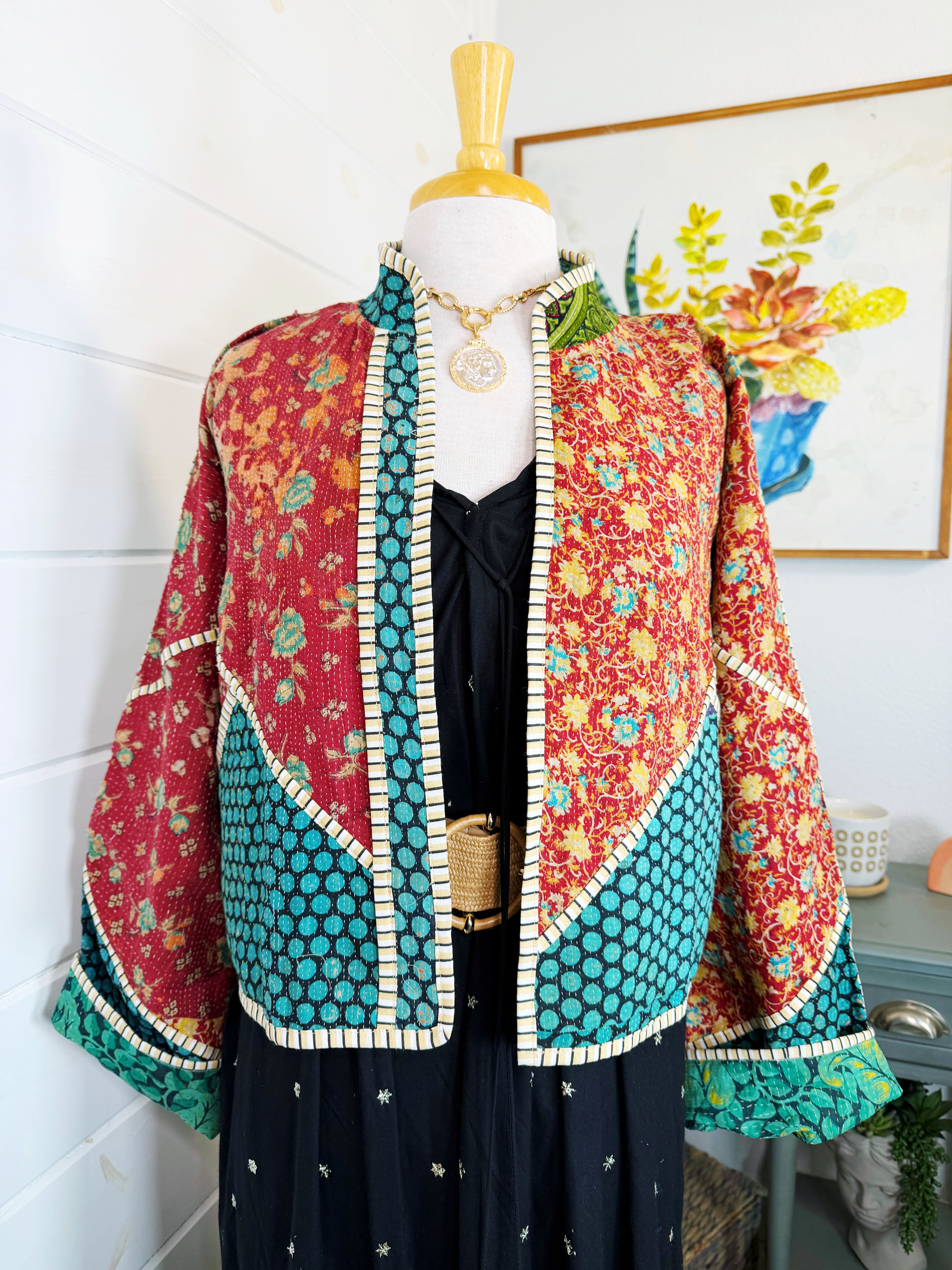 Patchwork Kantha Jacket – Quilted Reversible Blanket Coat