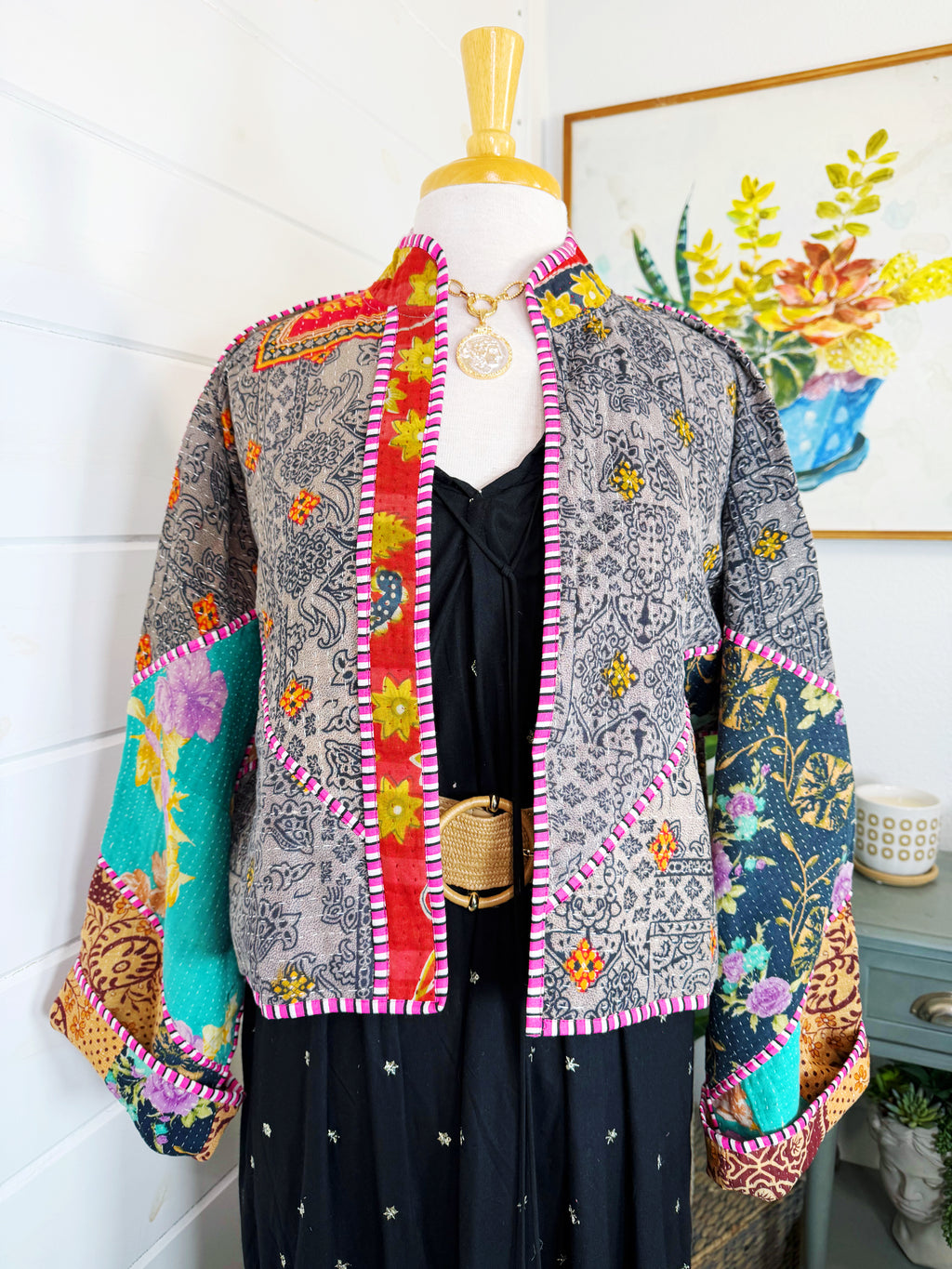 Patchwork Kantha Jacket – Quilted Reversible Blanket Coat