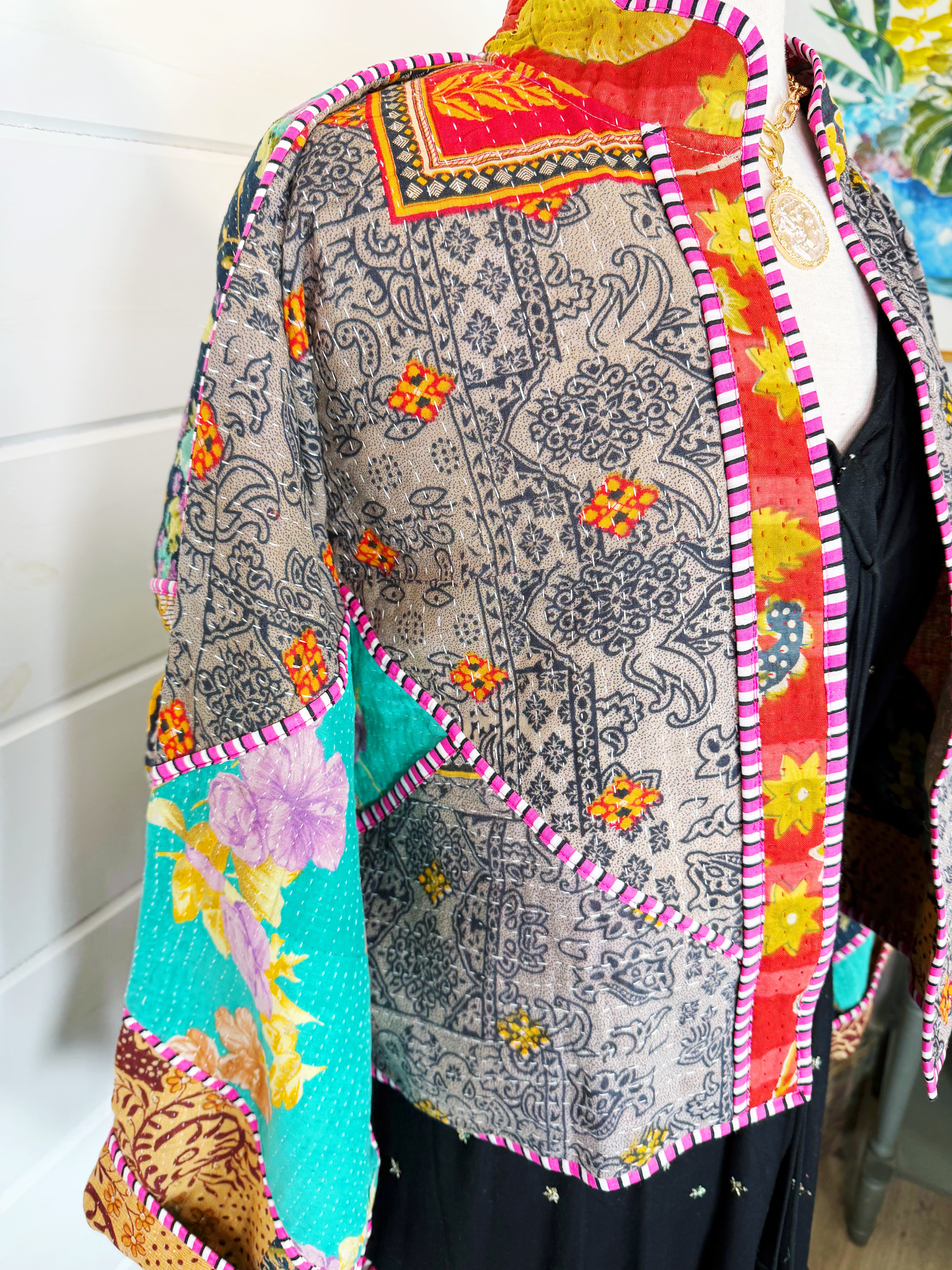 Patchwork Kantha Jacket – Quilted Reversible Blanket Coat