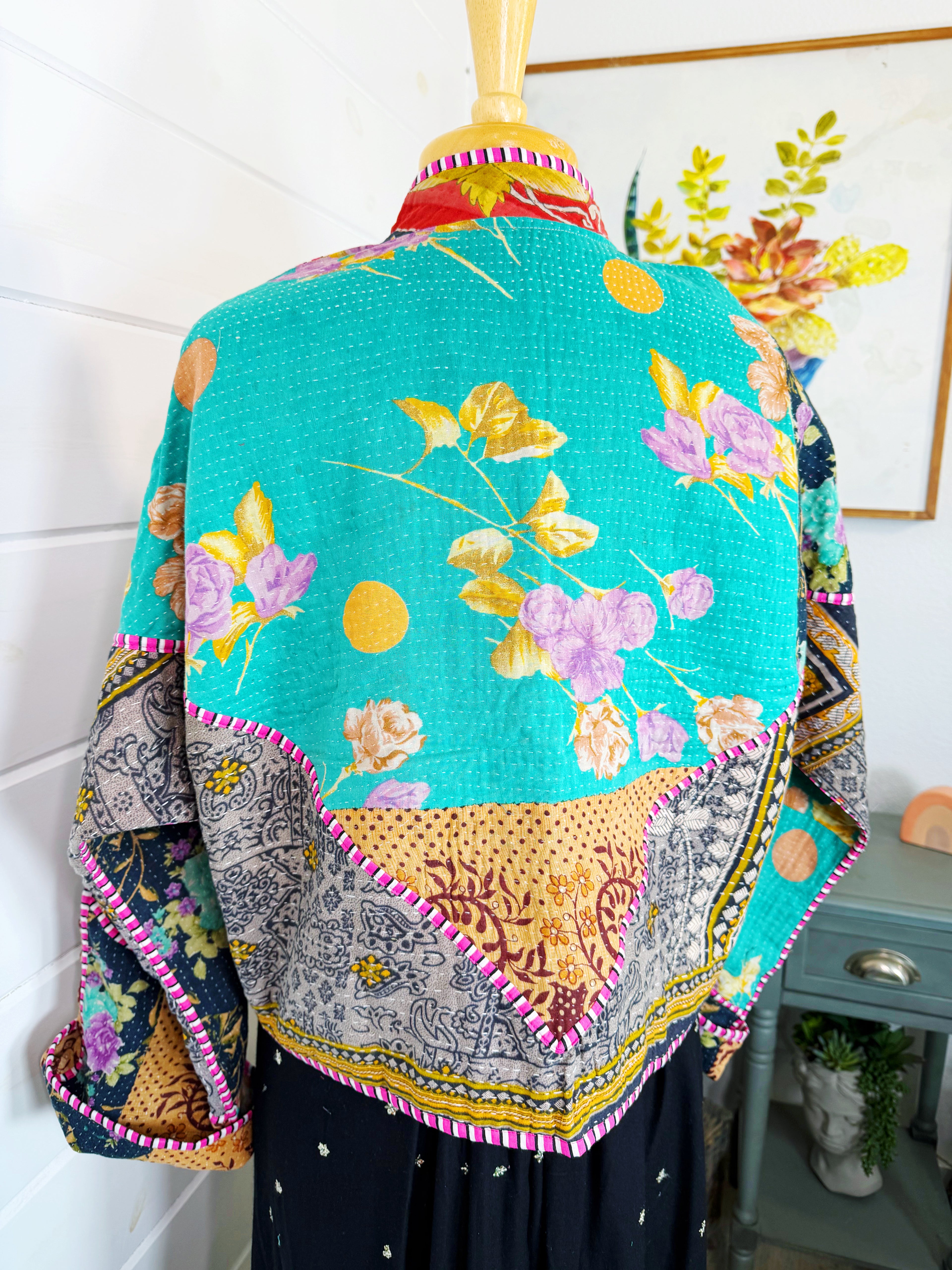 Patchwork Kantha Jacket – Quilted Reversible Blanket Coat