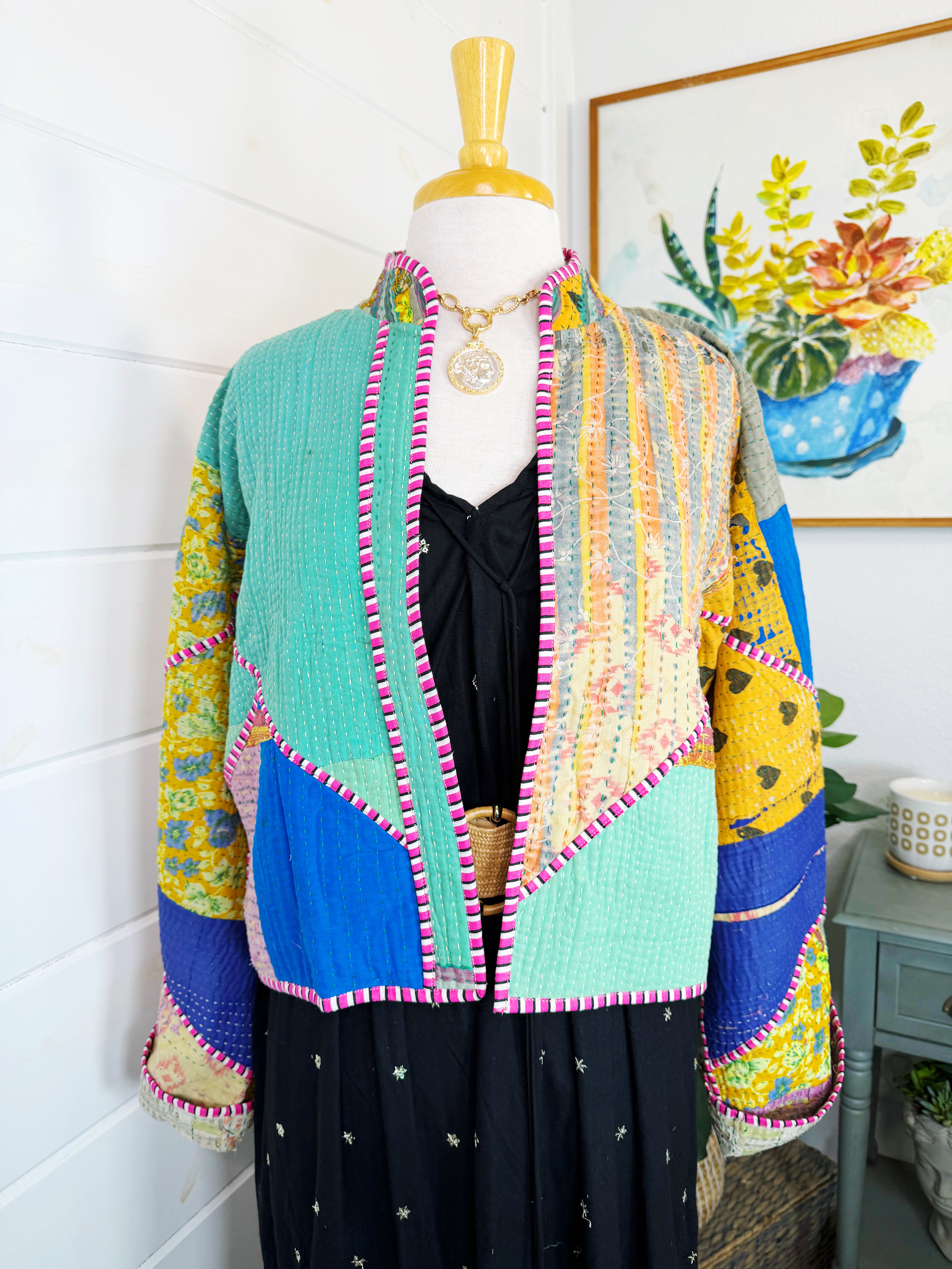 Patchwork Kantha Jacket – Quilted Reversible Blanket Coat