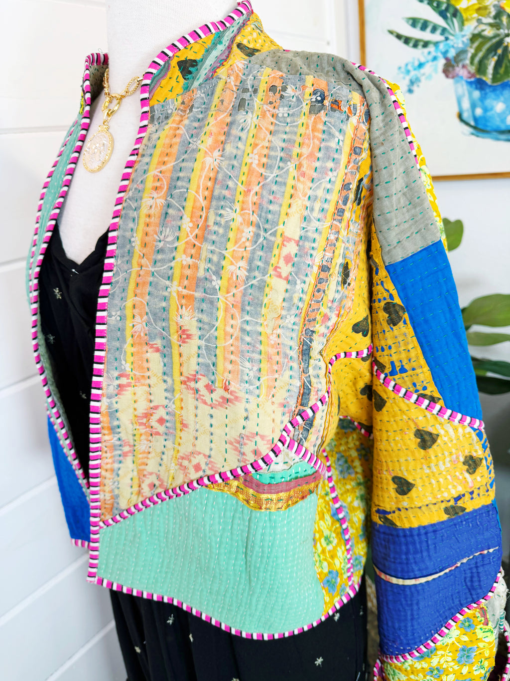 Patchwork Kantha Jacket – Quilted Reversible Blanket Coat