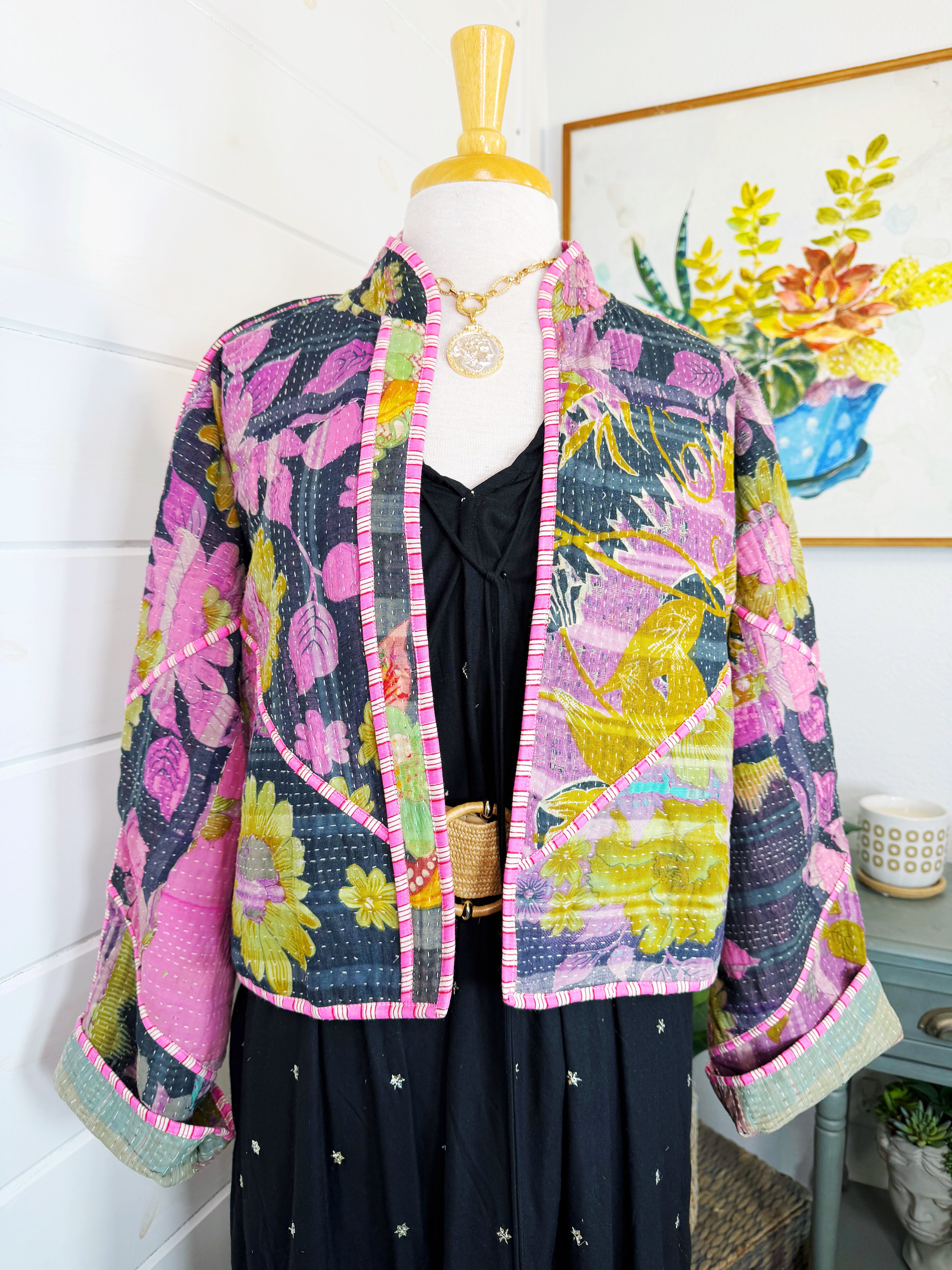 Patchwork Kantha Jacket – Quilted Reversible Blanket Coat