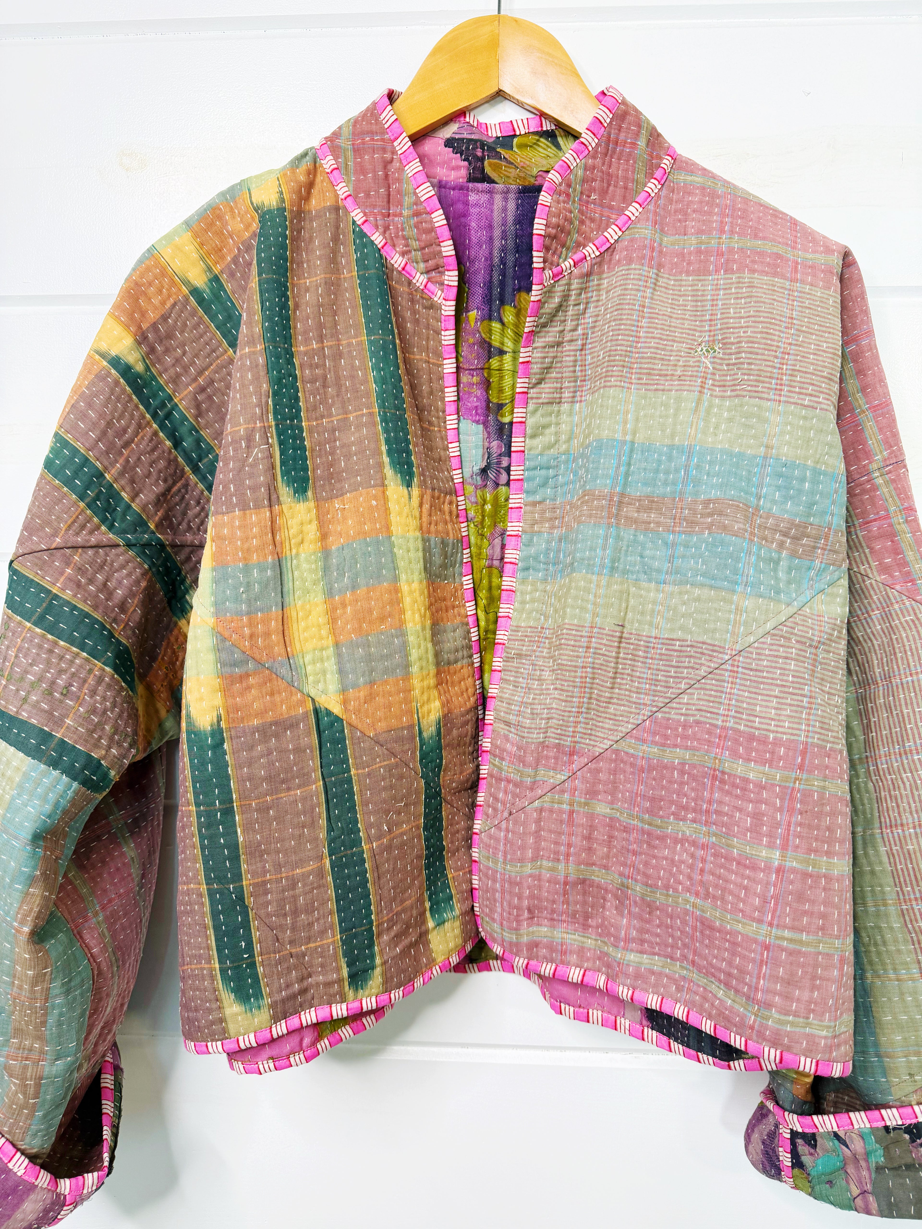 Patchwork Kantha Jacket – Quilted Reversible Blanket Coat