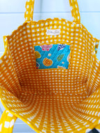 Quilted Large Tote Bag - Aqua Seashell Print