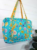 Quilted Weekender Overnight Bag - Aqua Seashell Print