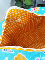 Quilted Weekender Overnight Bag - Aqua Seashell Print