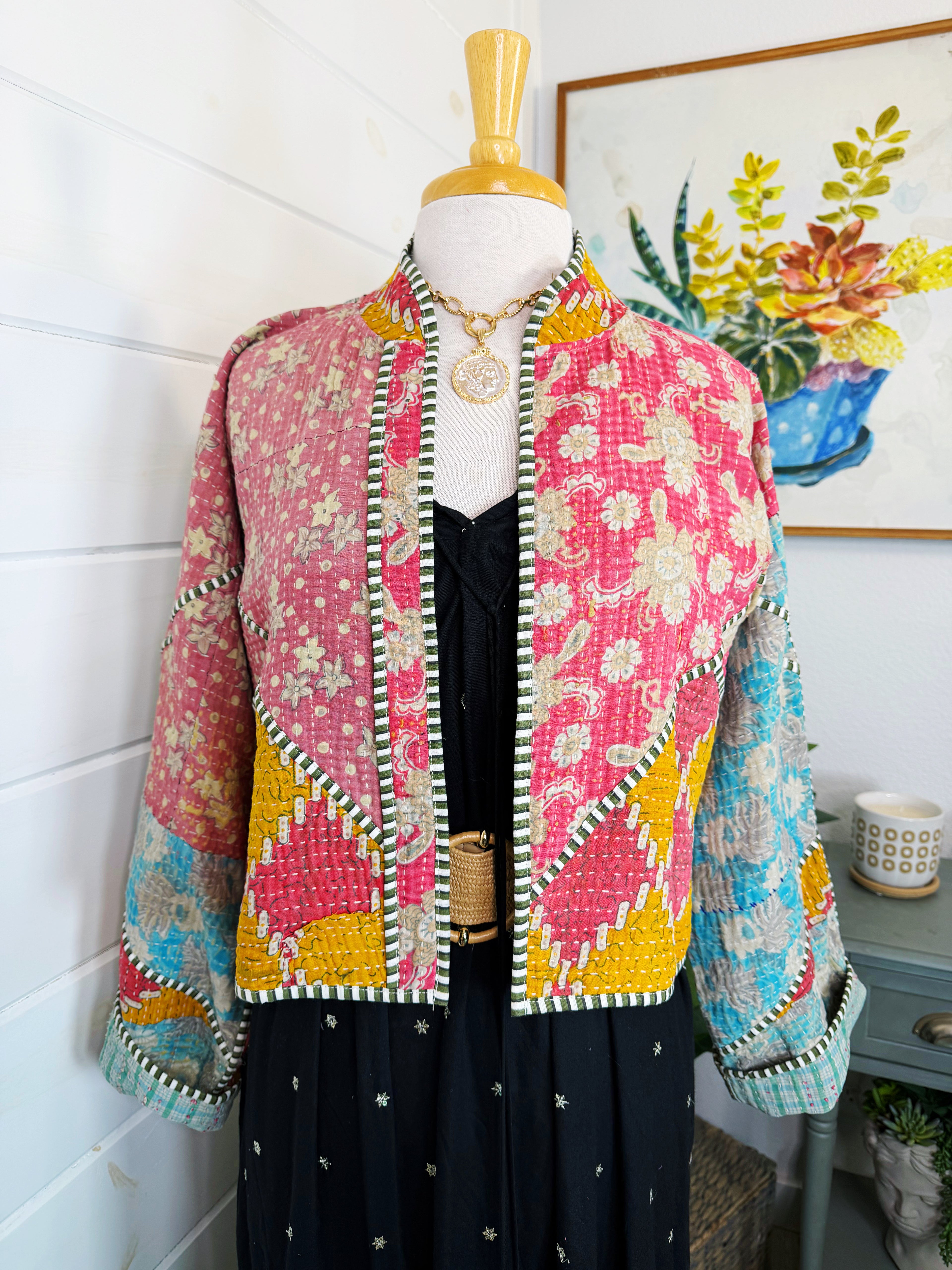 Patchwork Kantha Jacket – Quilted Reversible Blanket Coat