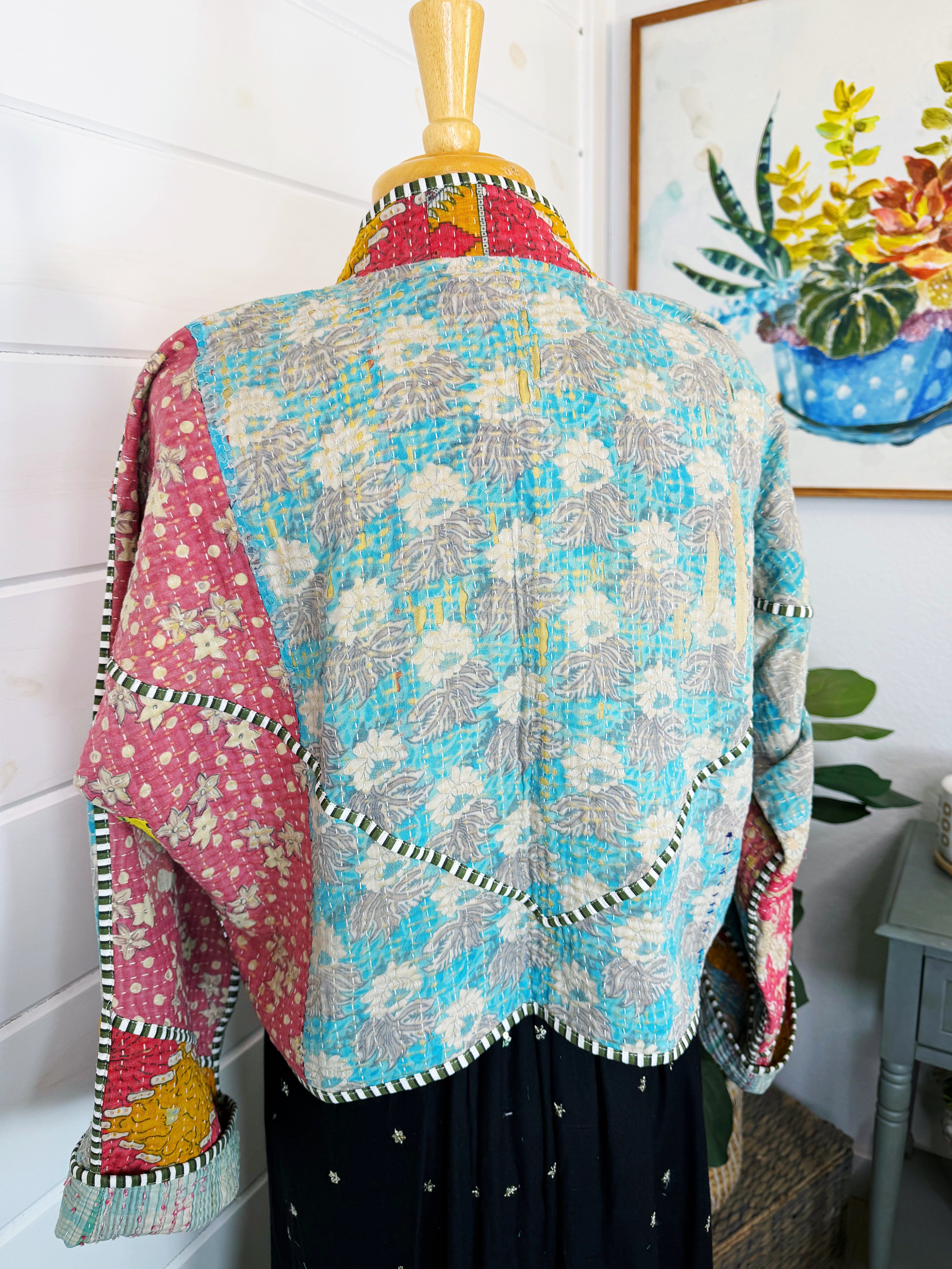 Patchwork Kantha Jacket – Quilted Reversible Blanket Coat