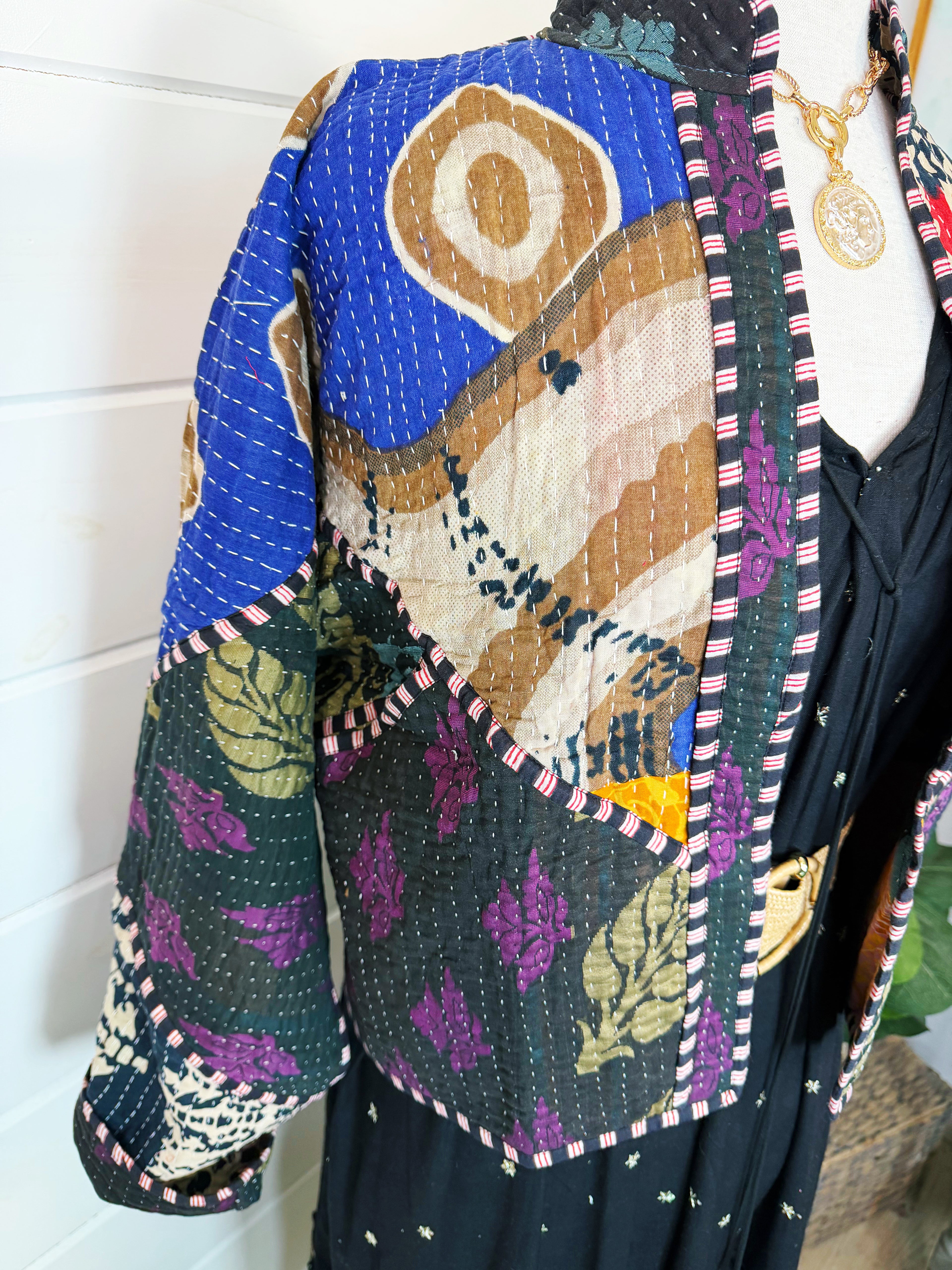 Patchwork Kantha Jacket – Quilted Reversible Blanket Coat