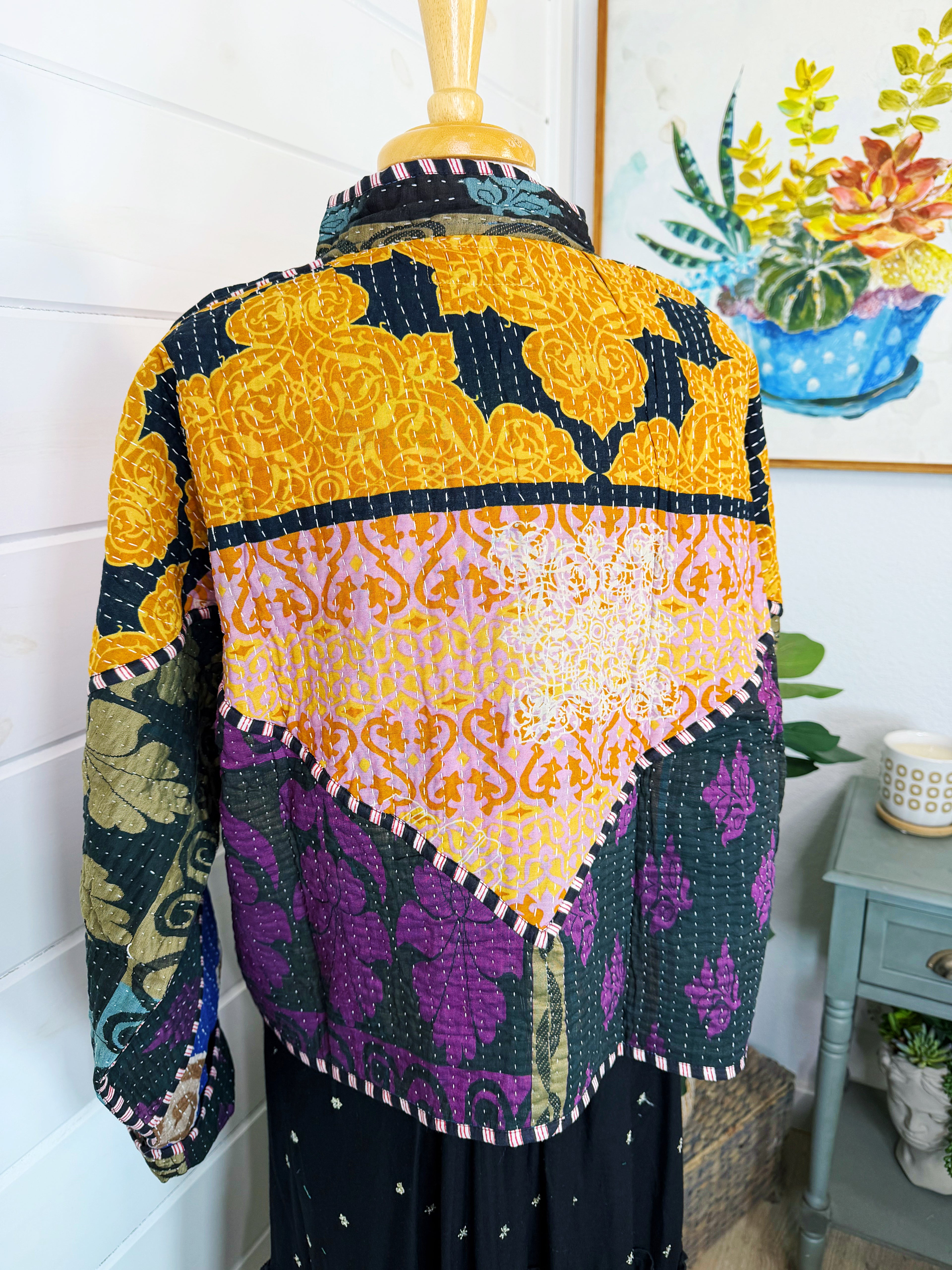 Patchwork Kantha Jacket – Quilted Reversible Blanket Coat