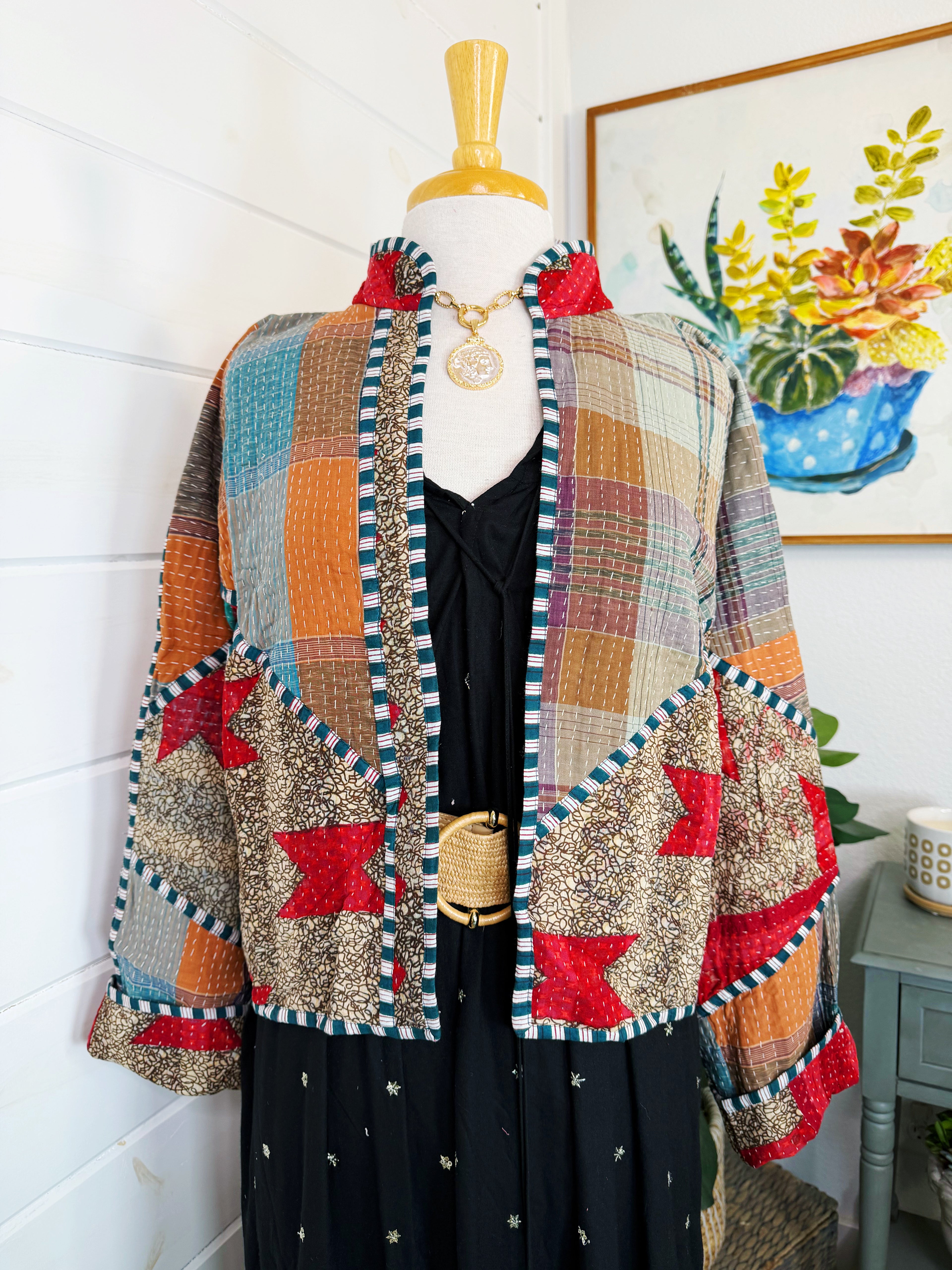 Patchwork Kantha Jacket – Quilted Reversible Blanket Coat