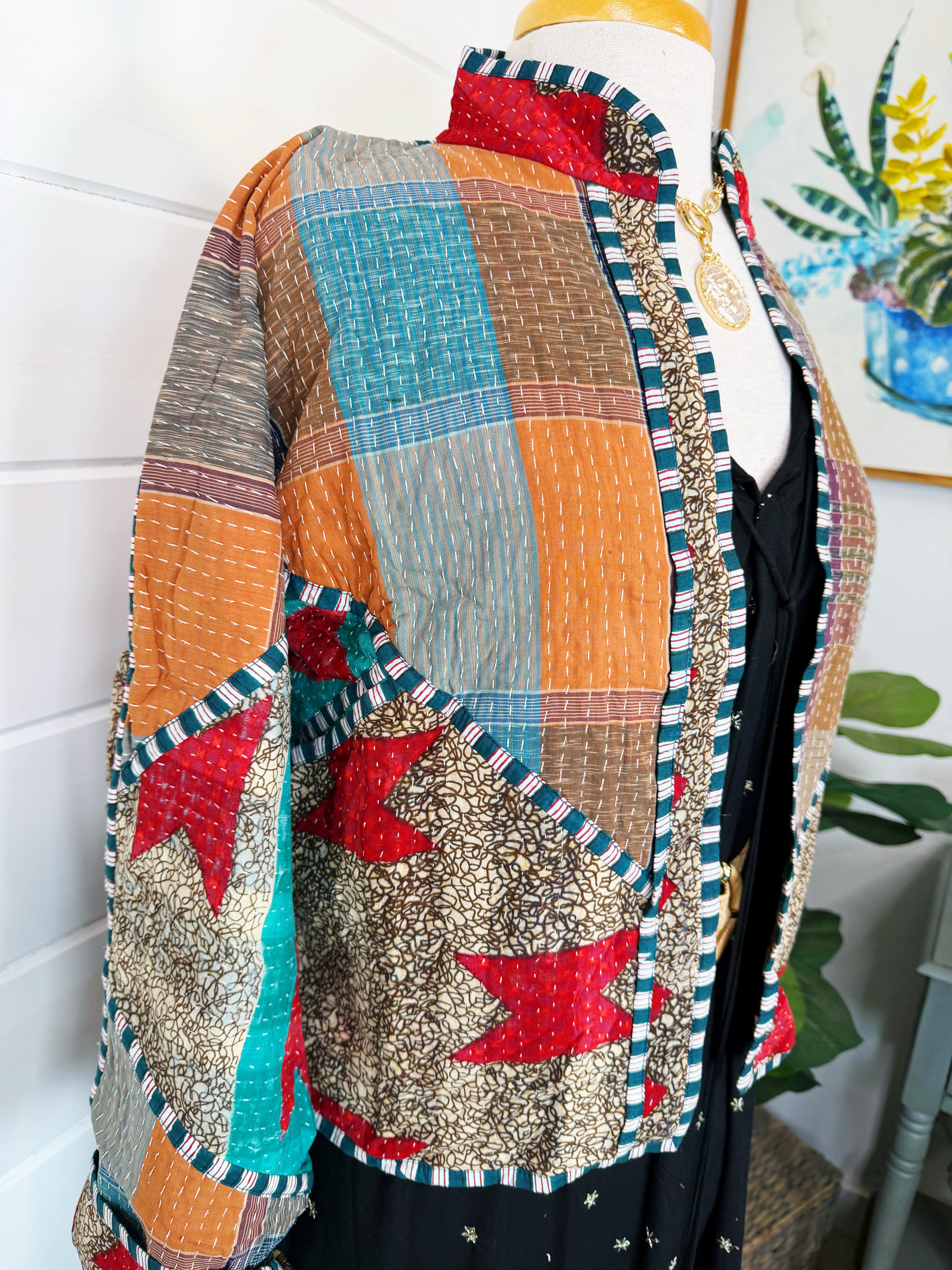 Patchwork Kantha Jacket – Quilted Reversible Blanket Coat