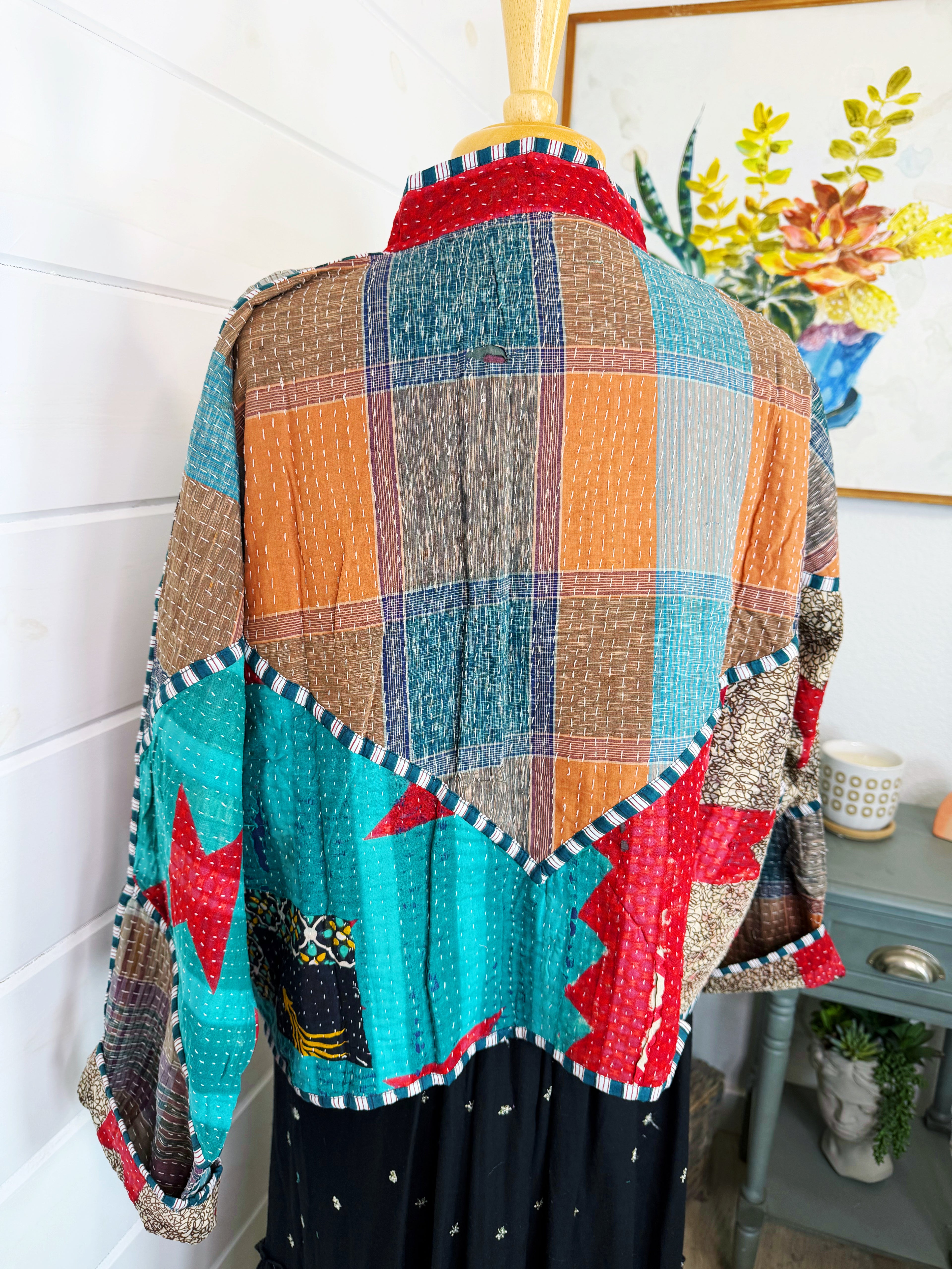 Patchwork Kantha Jacket – Quilted Reversible Blanket Coat