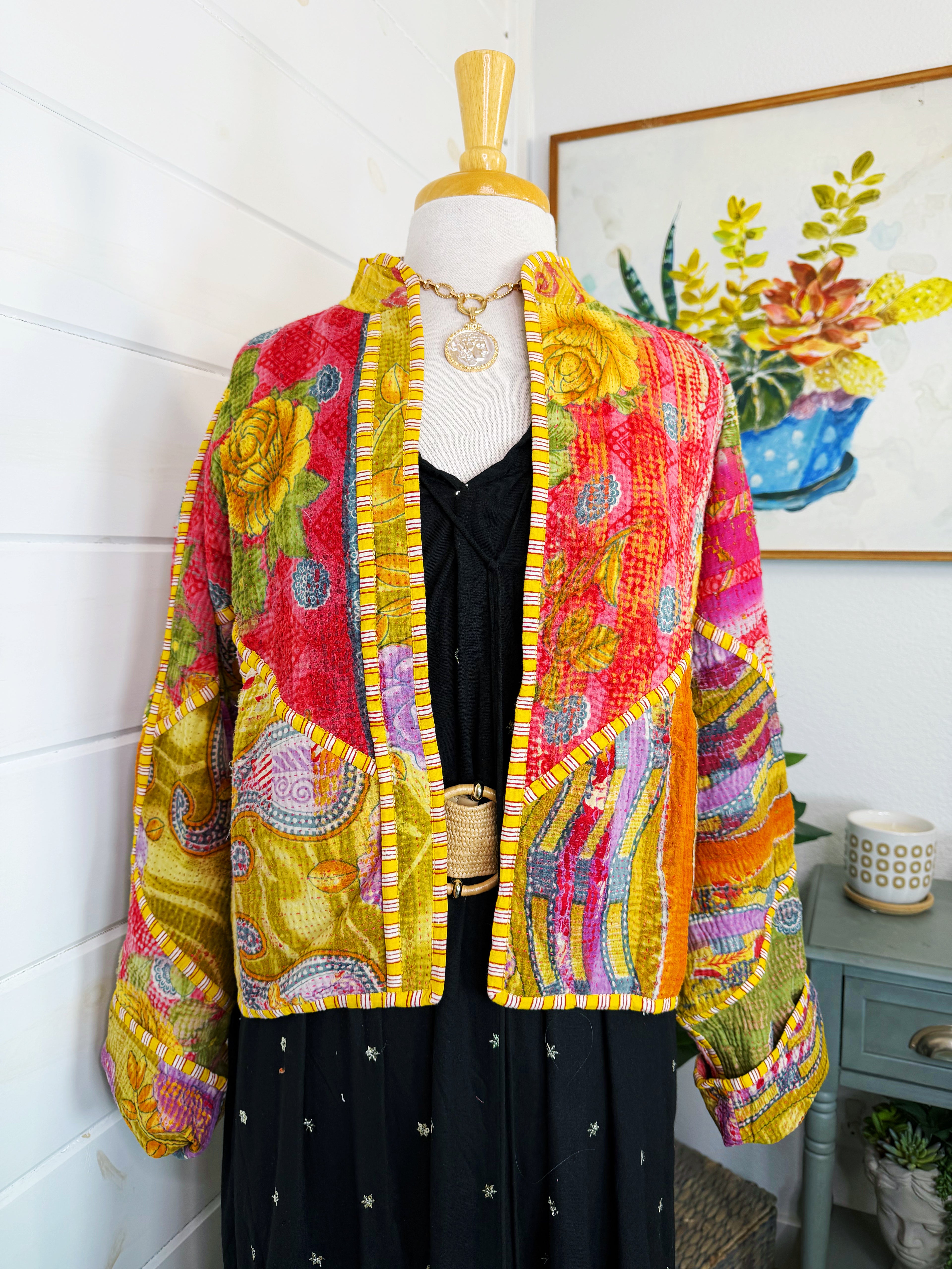 Patchwork Kantha Jacket – Quilted Reversible Blanket Coat