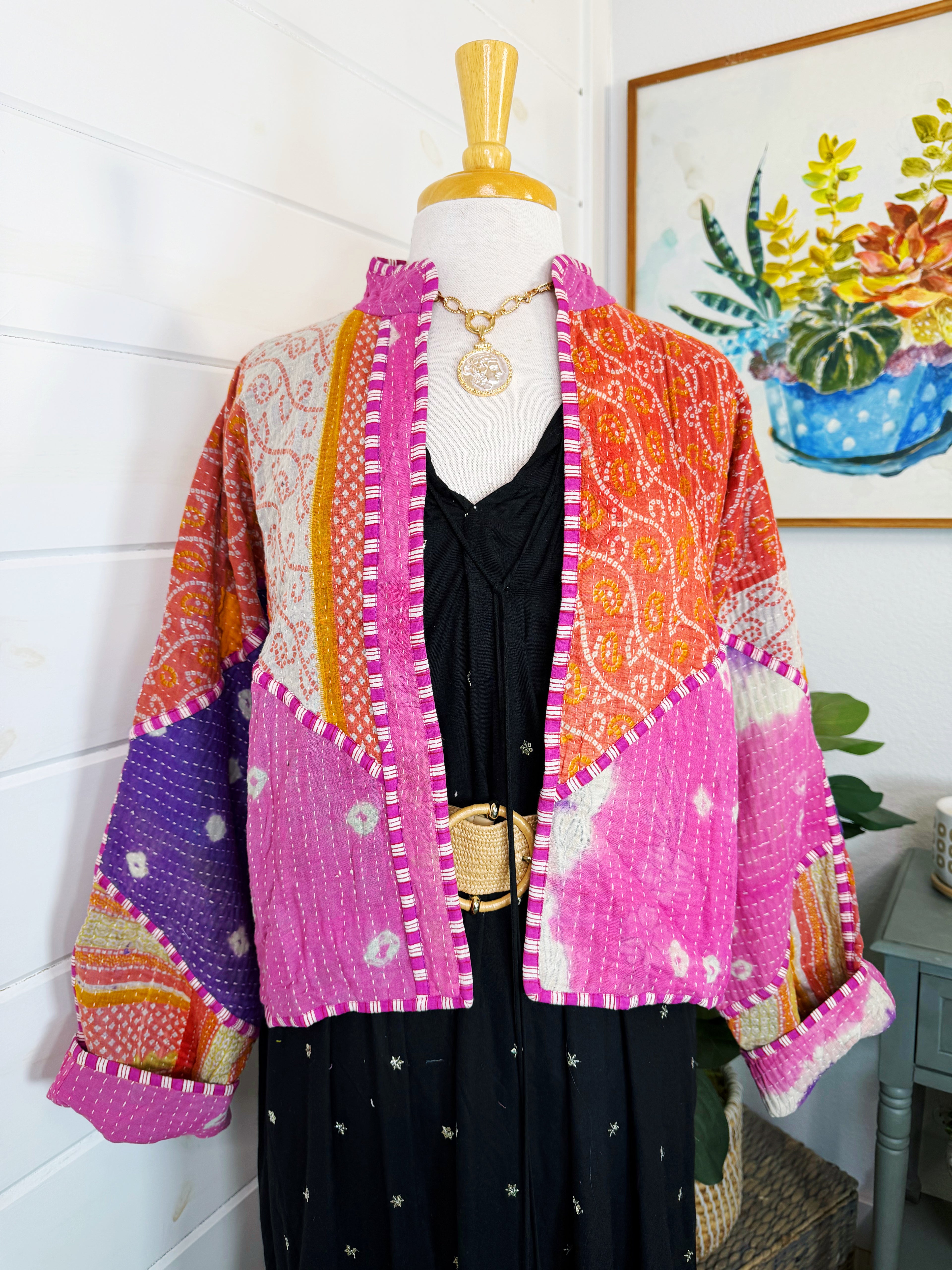 Patchwork Kantha Jacket – Quilted Reversible Blanket Coat