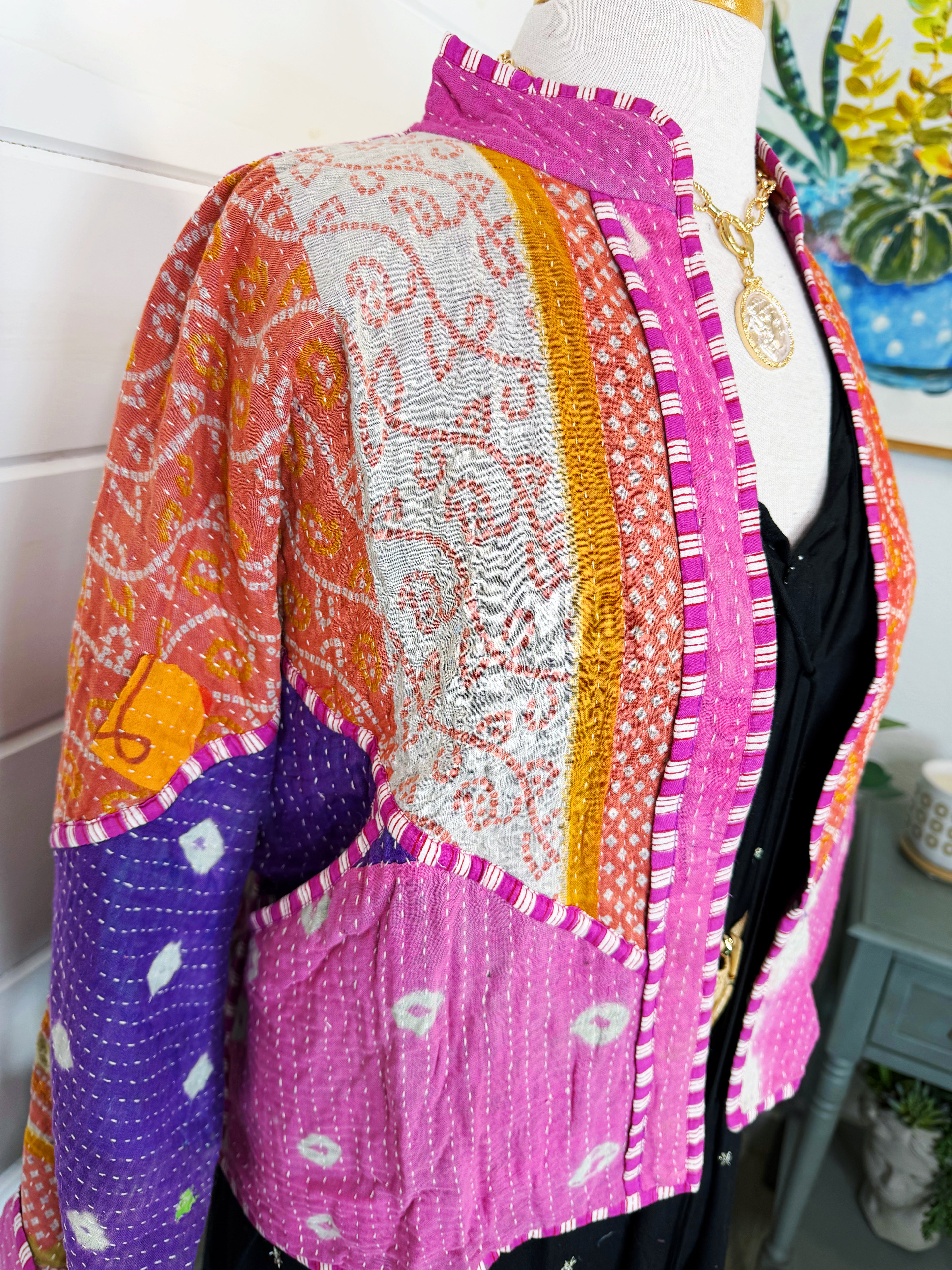 Patchwork Kantha Jacket – Quilted Reversible Blanket Coat