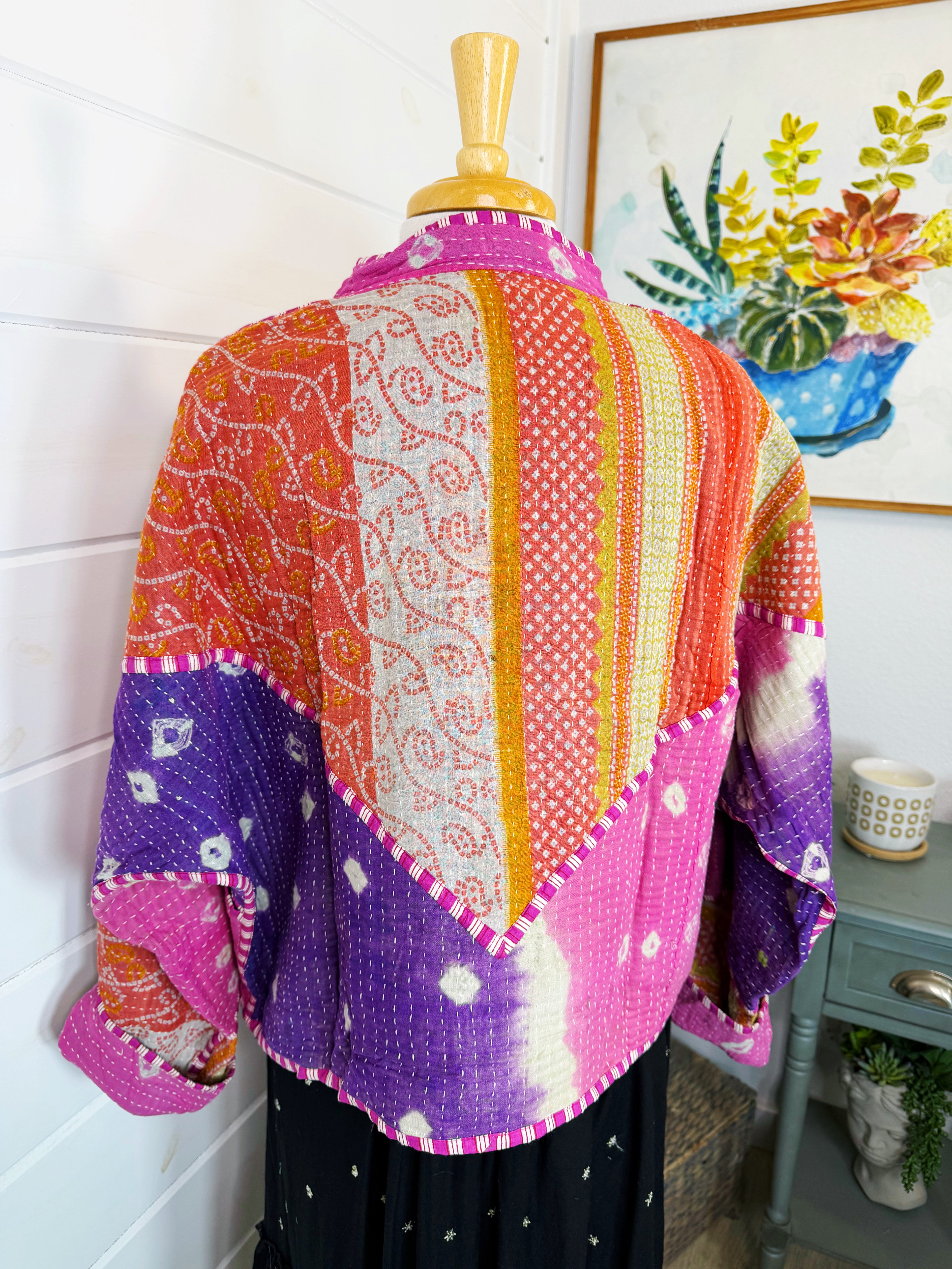 Patchwork Kantha Jacket – Quilted Reversible Blanket Coat
