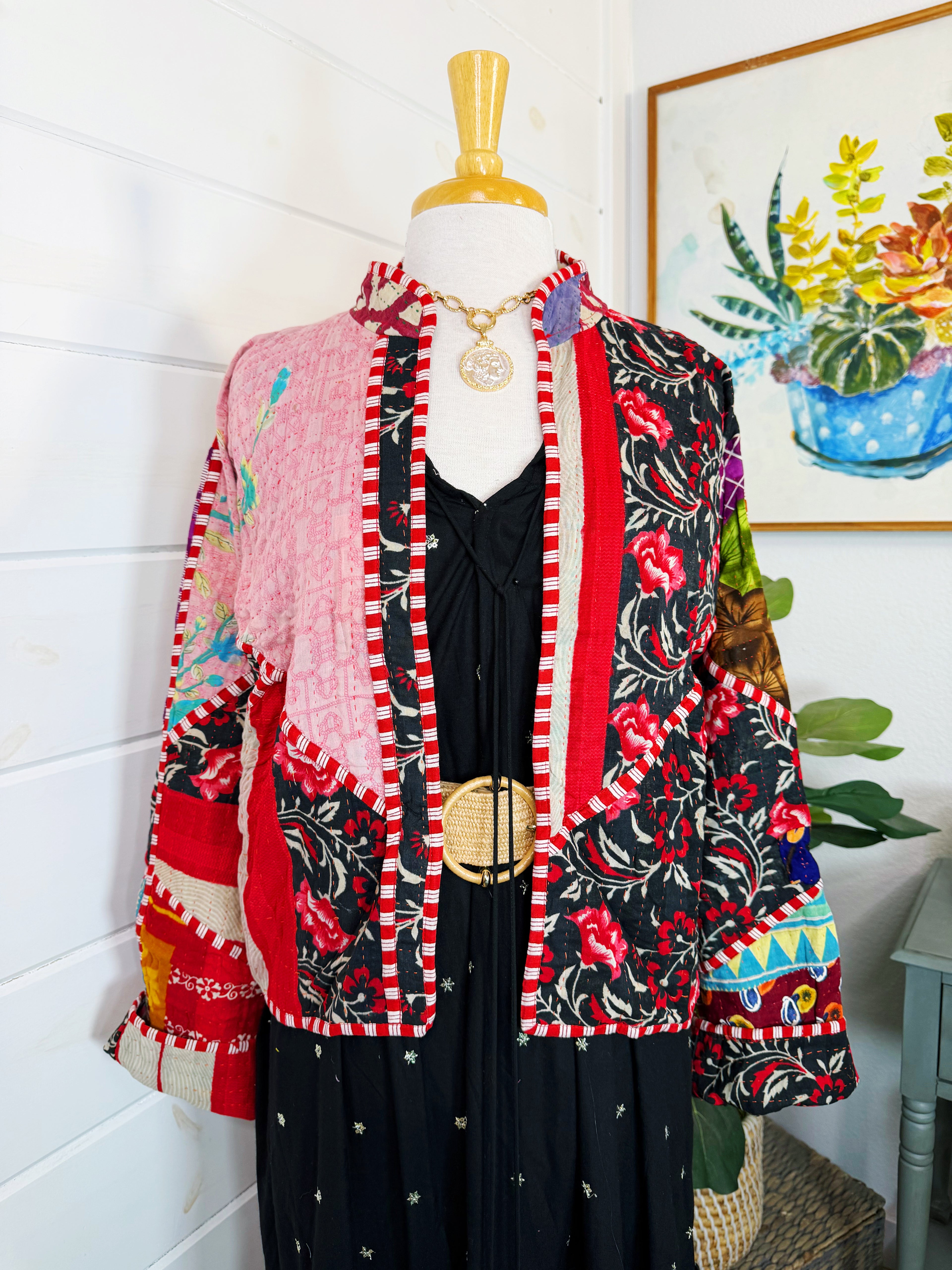 Patchwork Kantha Jacket – Quilted Reversible Blanket Coat