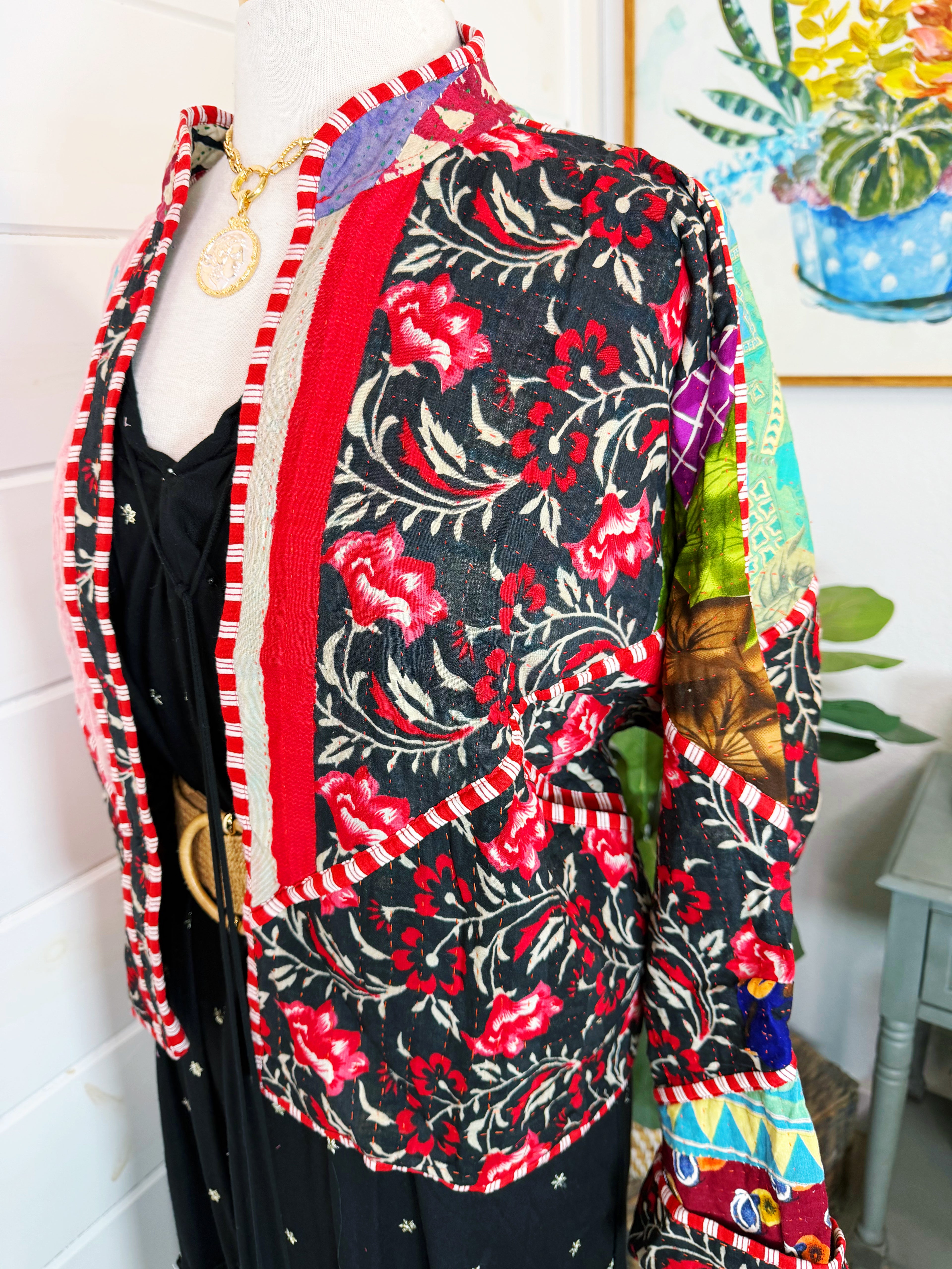 Patchwork Kantha Jacket – Quilted Reversible Blanket Coat