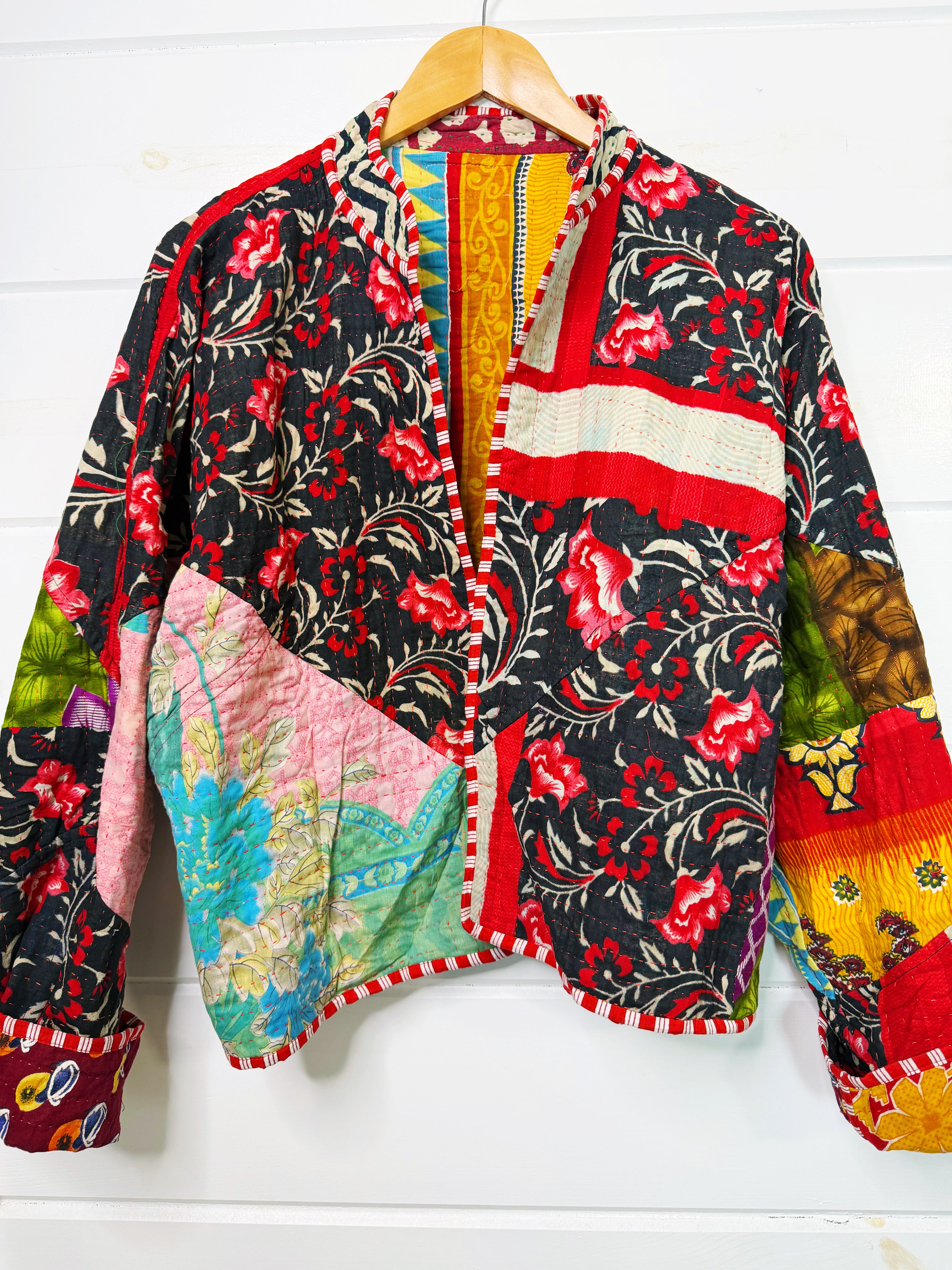 Patchwork Kantha Jacket – Quilted Reversible Blanket Coat